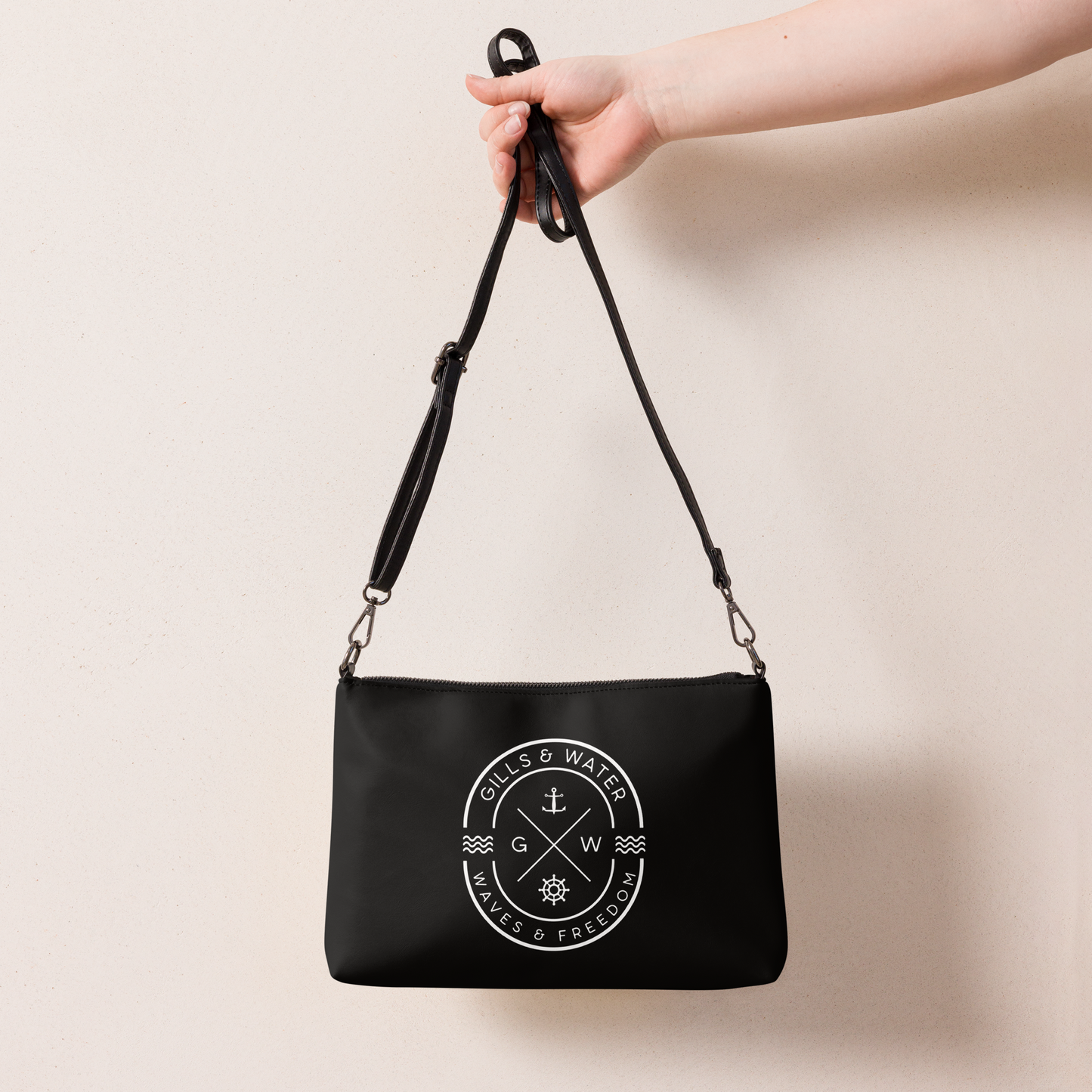 Gills & Water Everyday Black Crossbody Bag – Fashionable & Functional