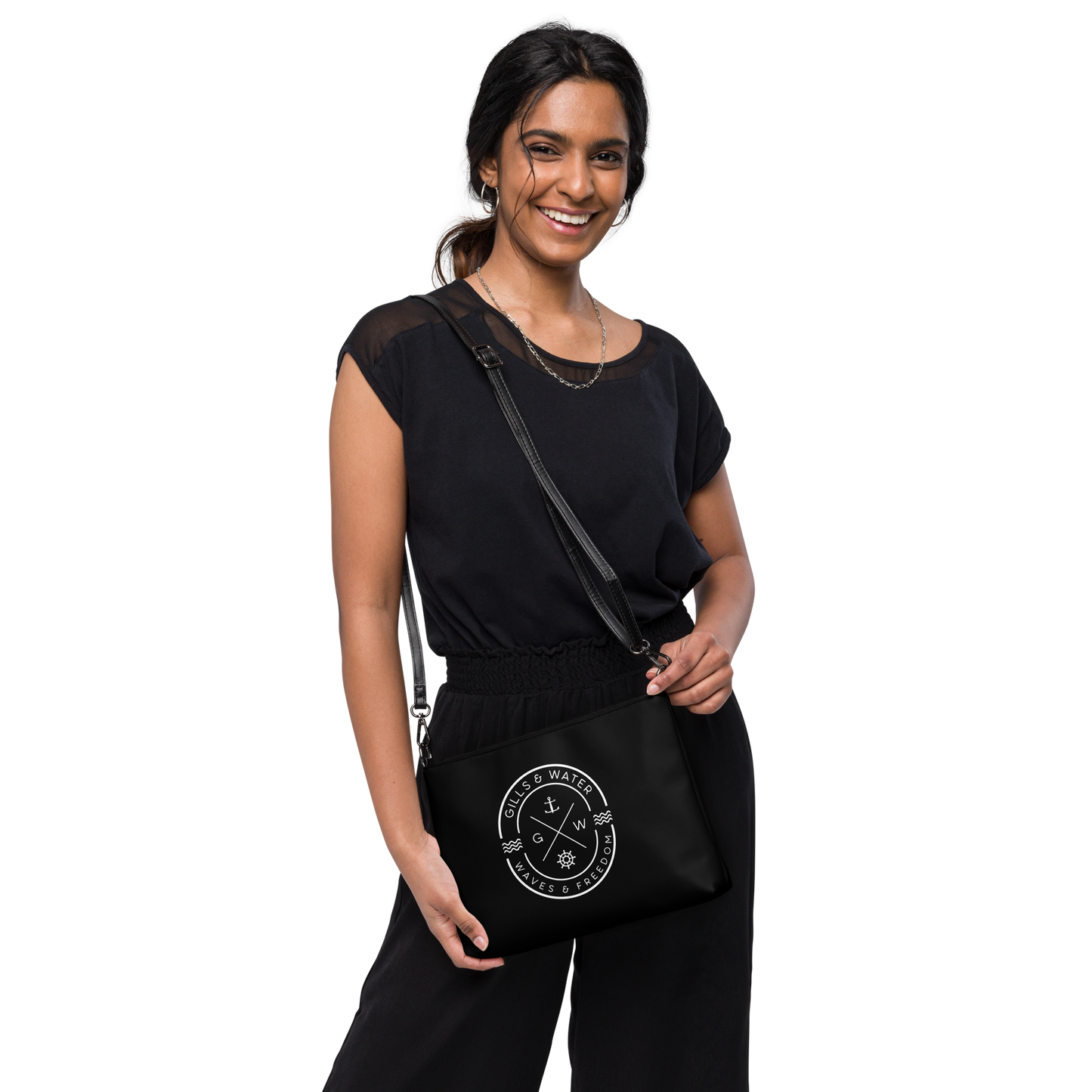 Gills & Water Everyday Black Crossbody Bag – Fashionable & Functional