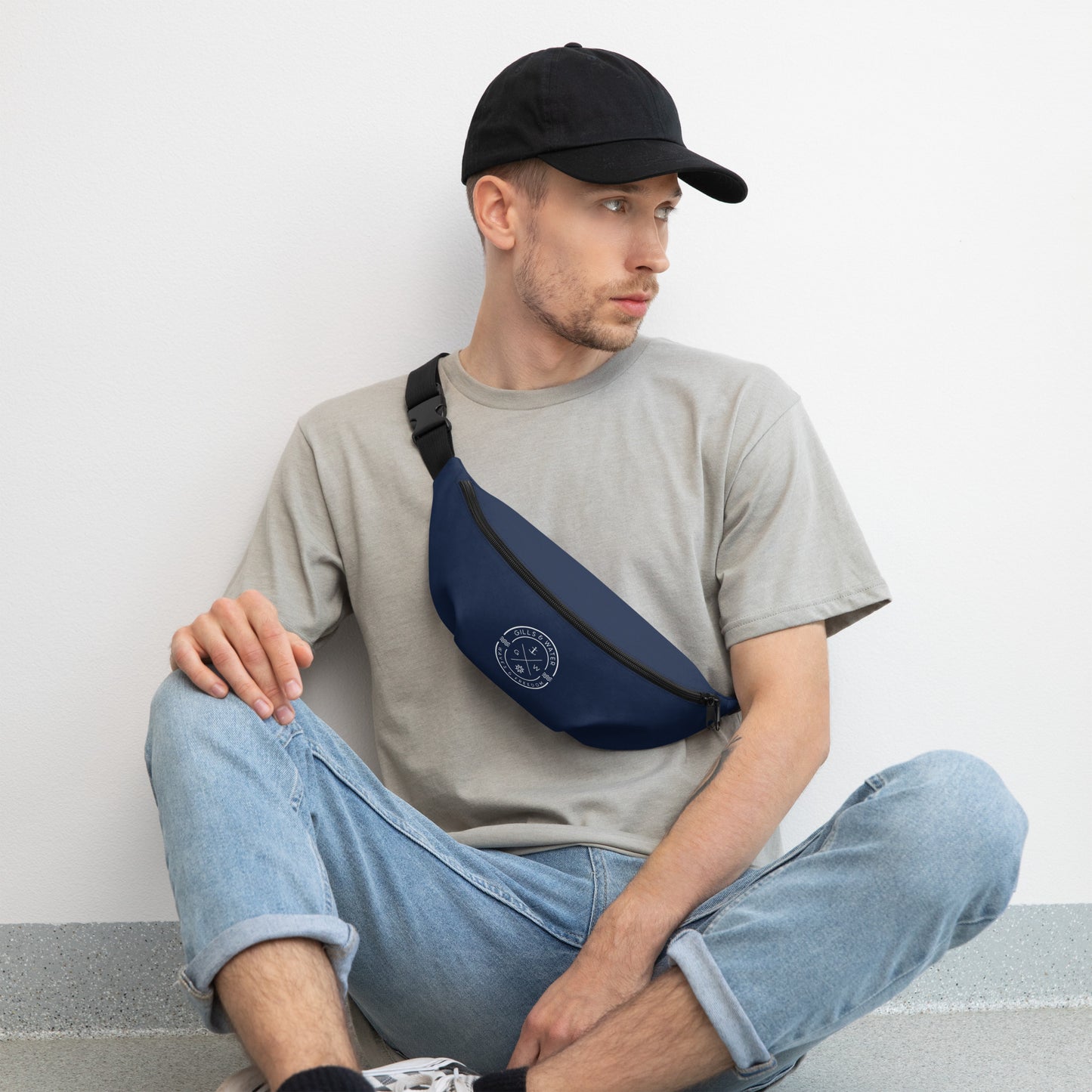 AquaSling: Gills and Water Brand Navy Fanny Pack