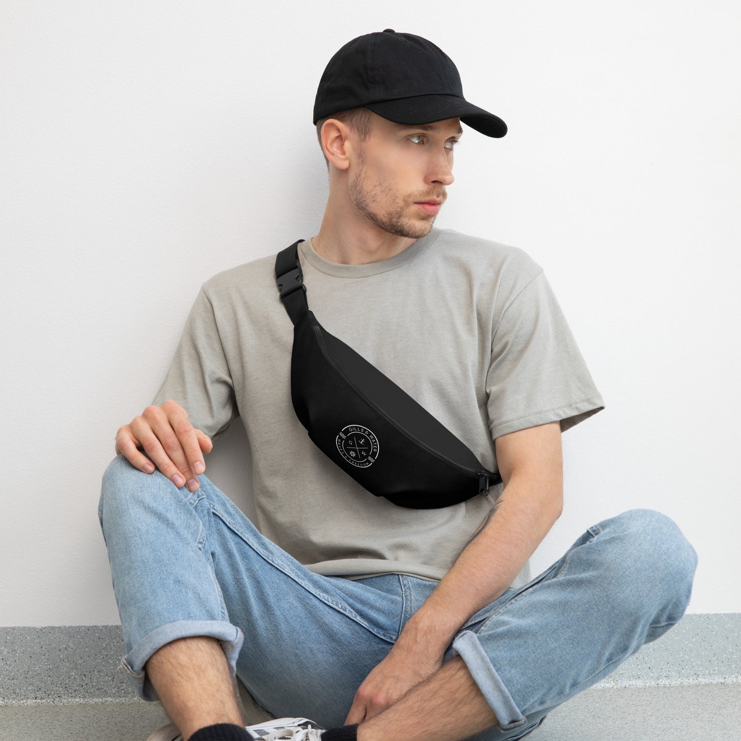 AquaSling: Gills and Water Brand Black Fanny Pack