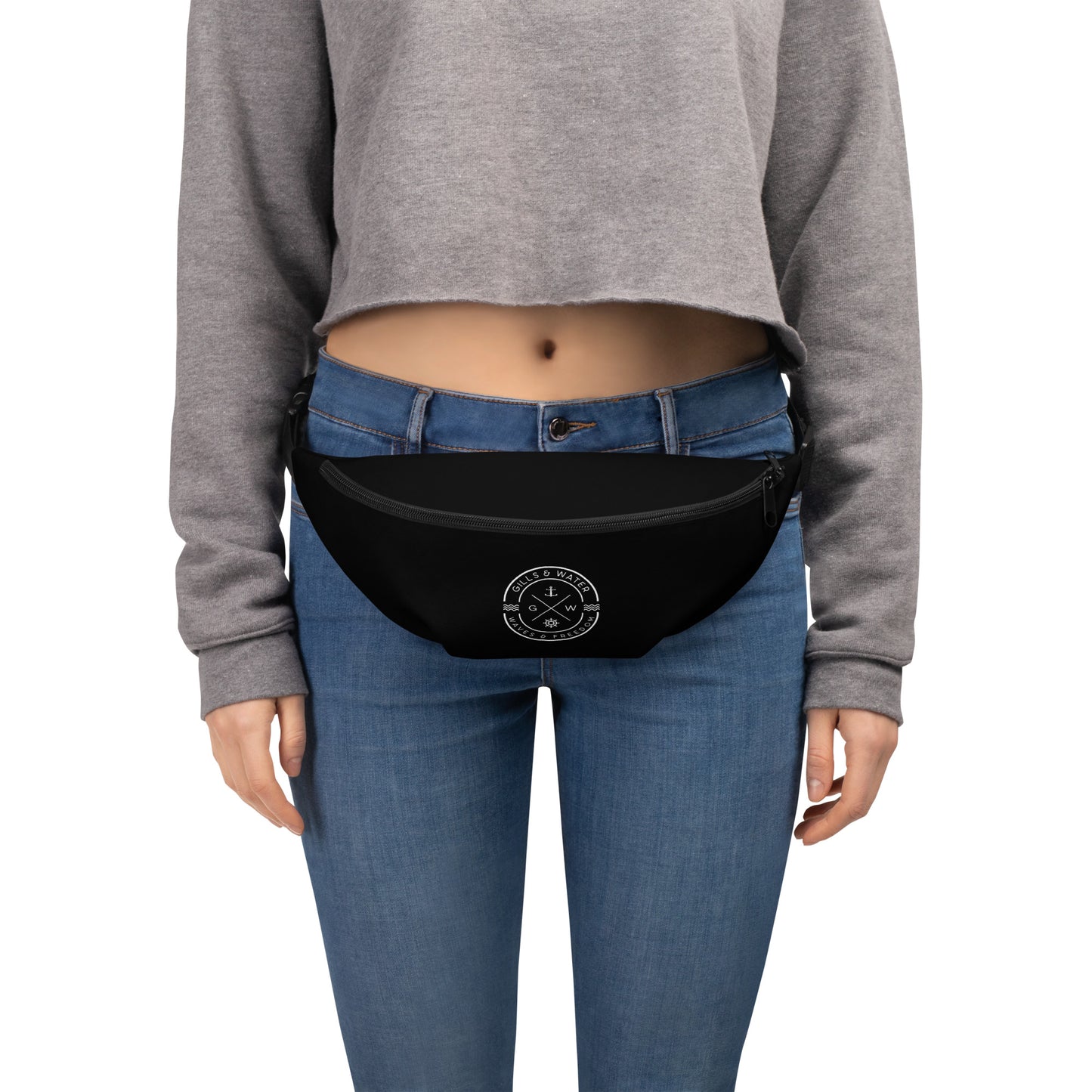 AquaSling: Gills and Water Brand Black Fanny Pack