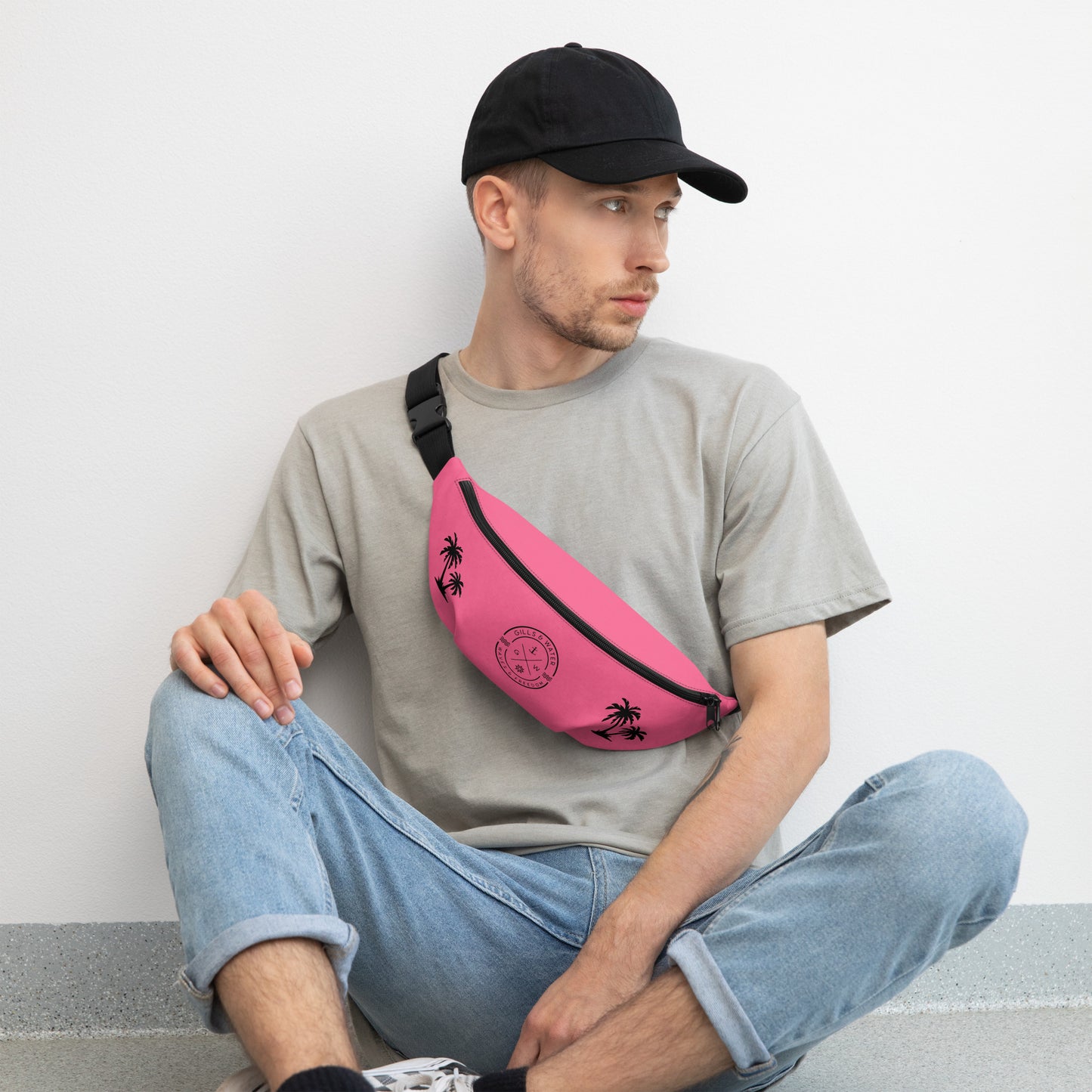 PalmTrek: Gills and Water Brink Pink Fanny Pack with Palm Trees