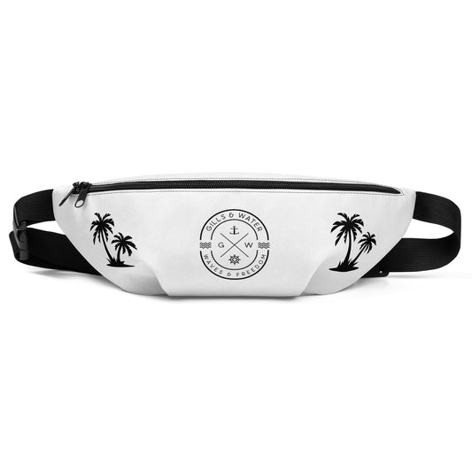 PalmTrek: Gills and Water White Fanny Pack with Palm Trees