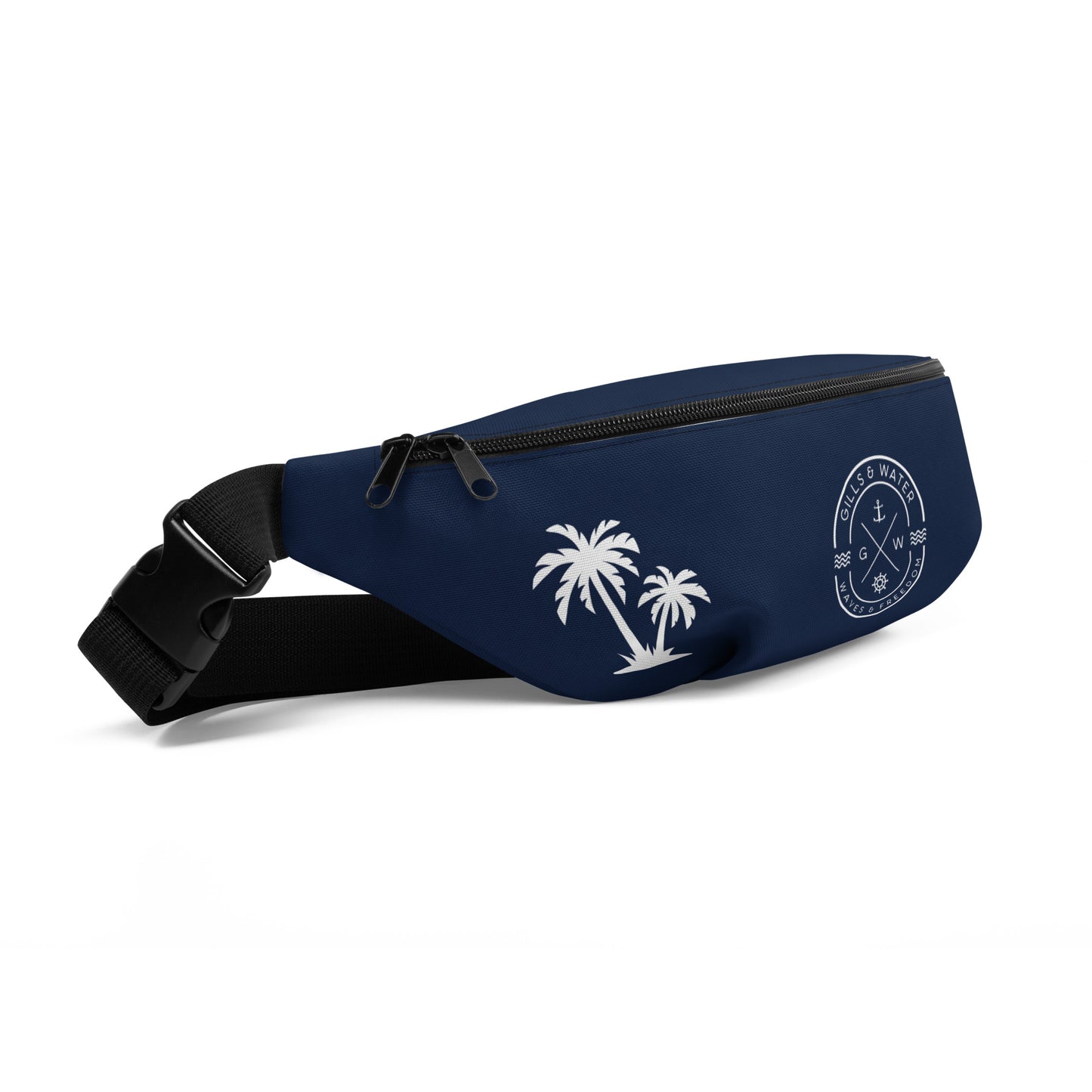 PalmTrek: Gills and Water Navy Fanny Pack with Palm Trees