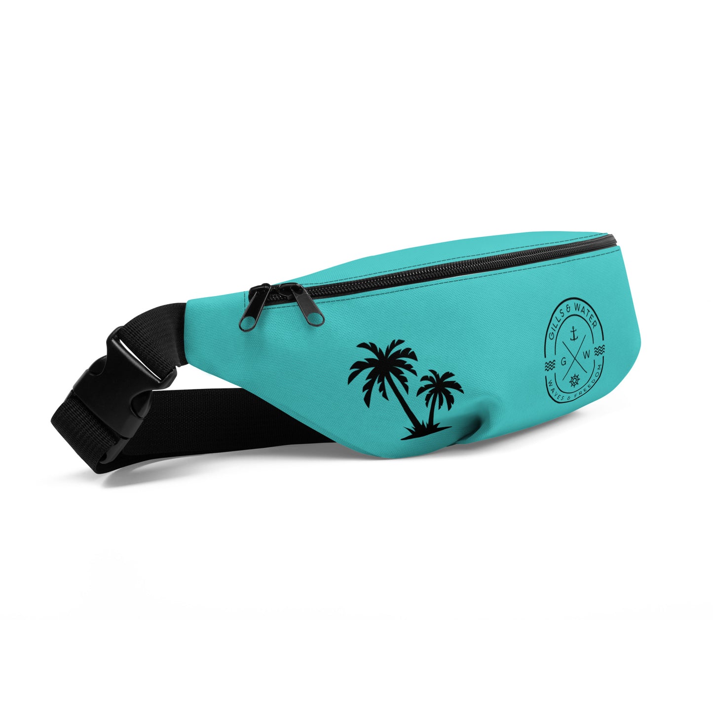 PalmTrek: Gills and Water Turquoise Fanny Pack with Palm Trees