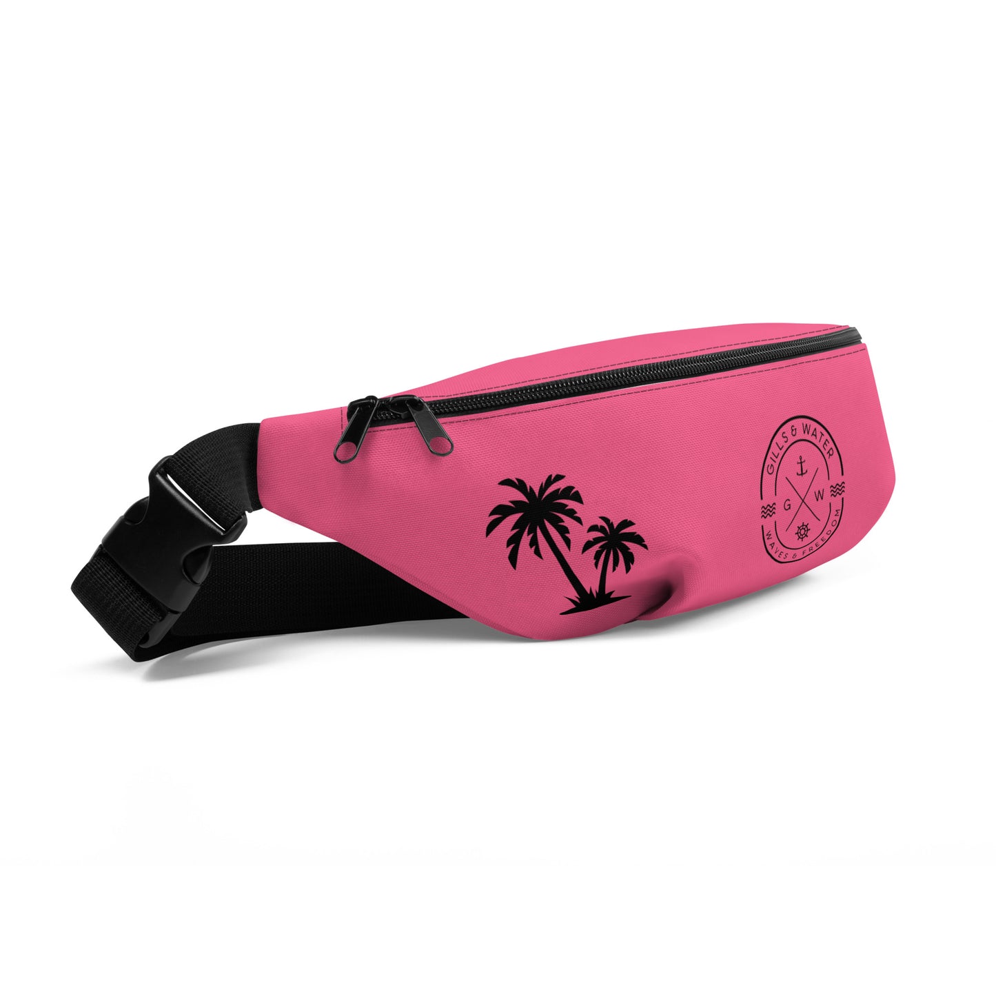 PalmTrek: Gills and Water Brink Pink Fanny Pack with Palm Trees