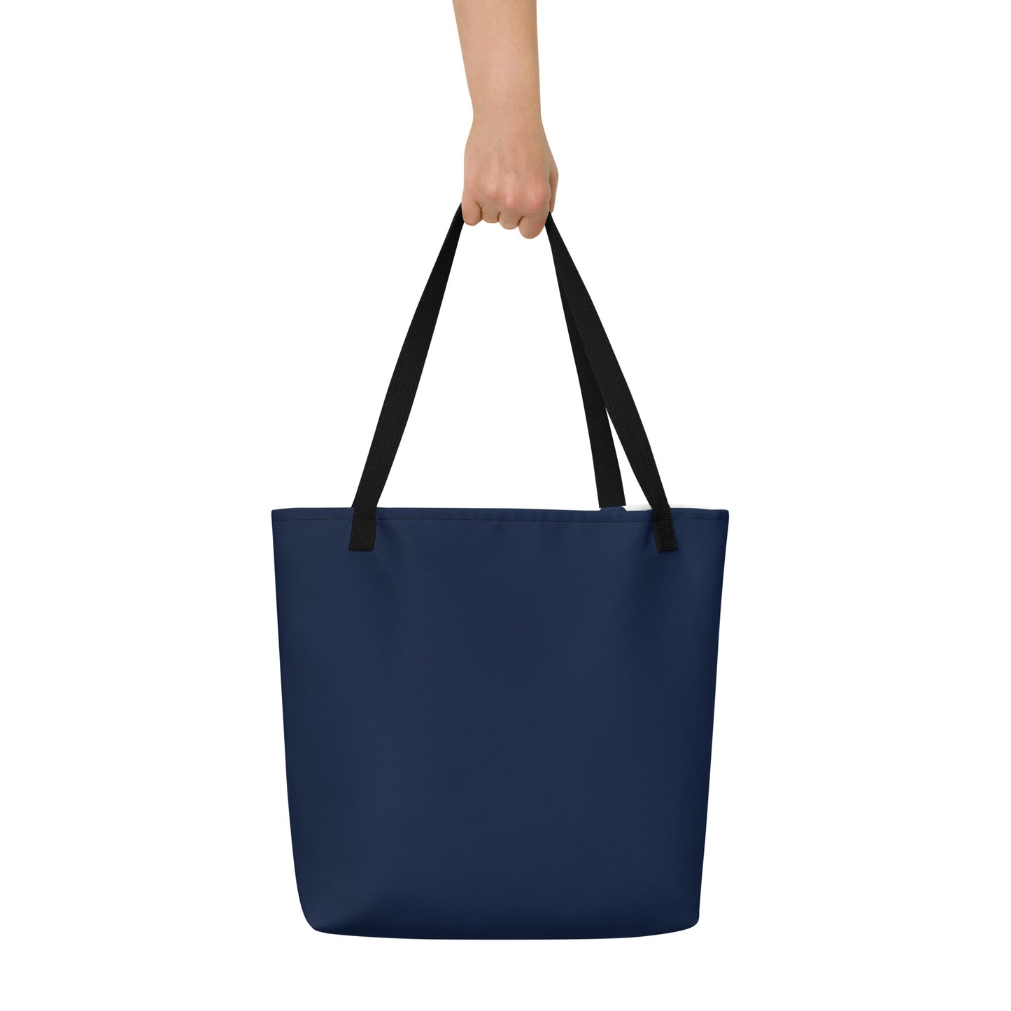 TidalTrek: Gills and Water Large Navy Tote Bag with Pocket