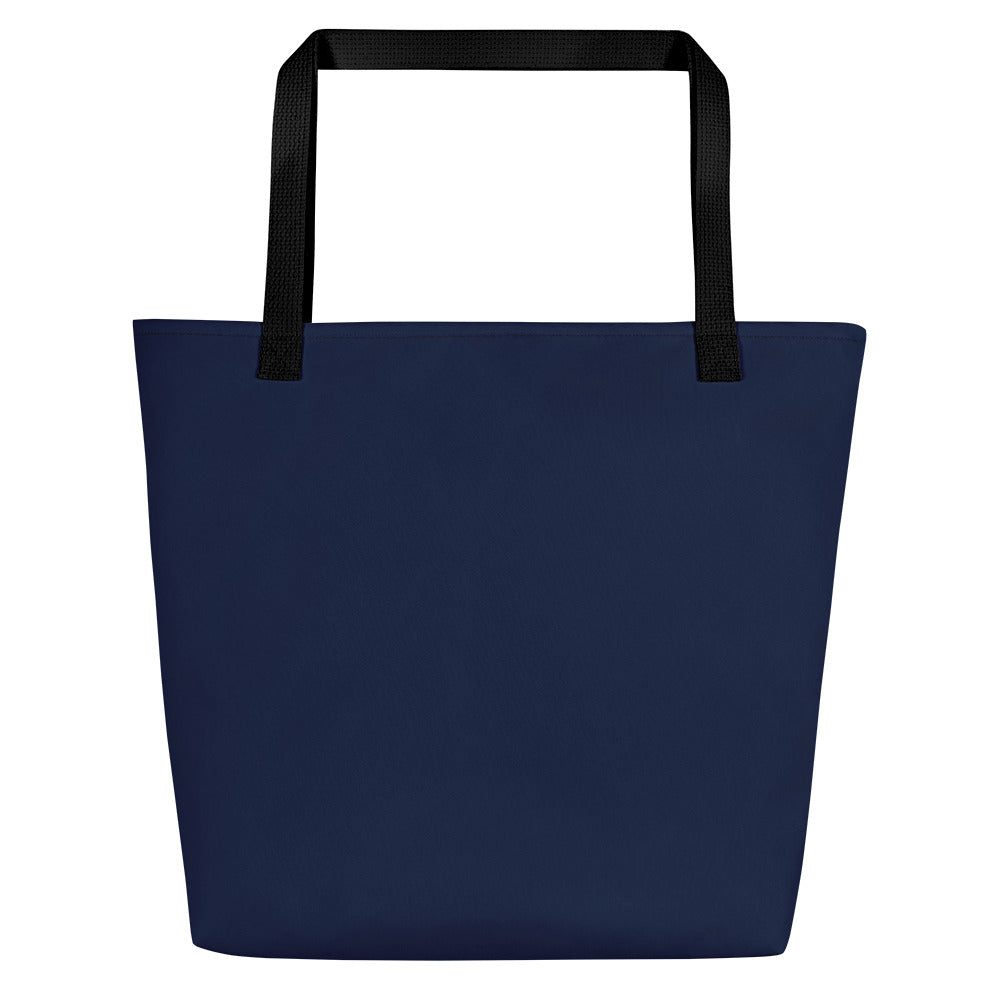 TidalTrek: Gills and Water Large Navy Tote Bag with Pocket