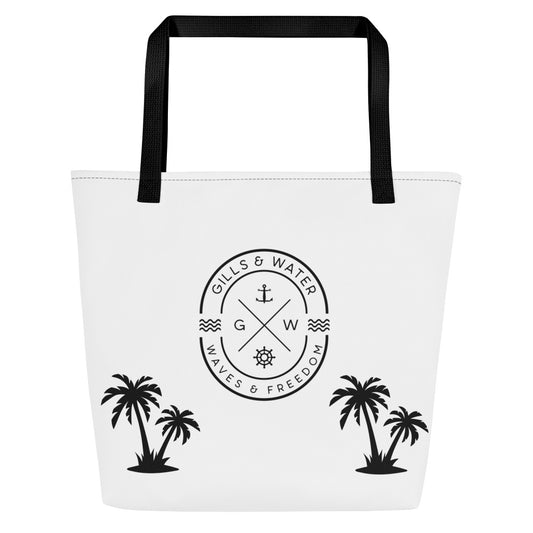 PalmSail: Gills and Water Large White Tote Bag with Pocket