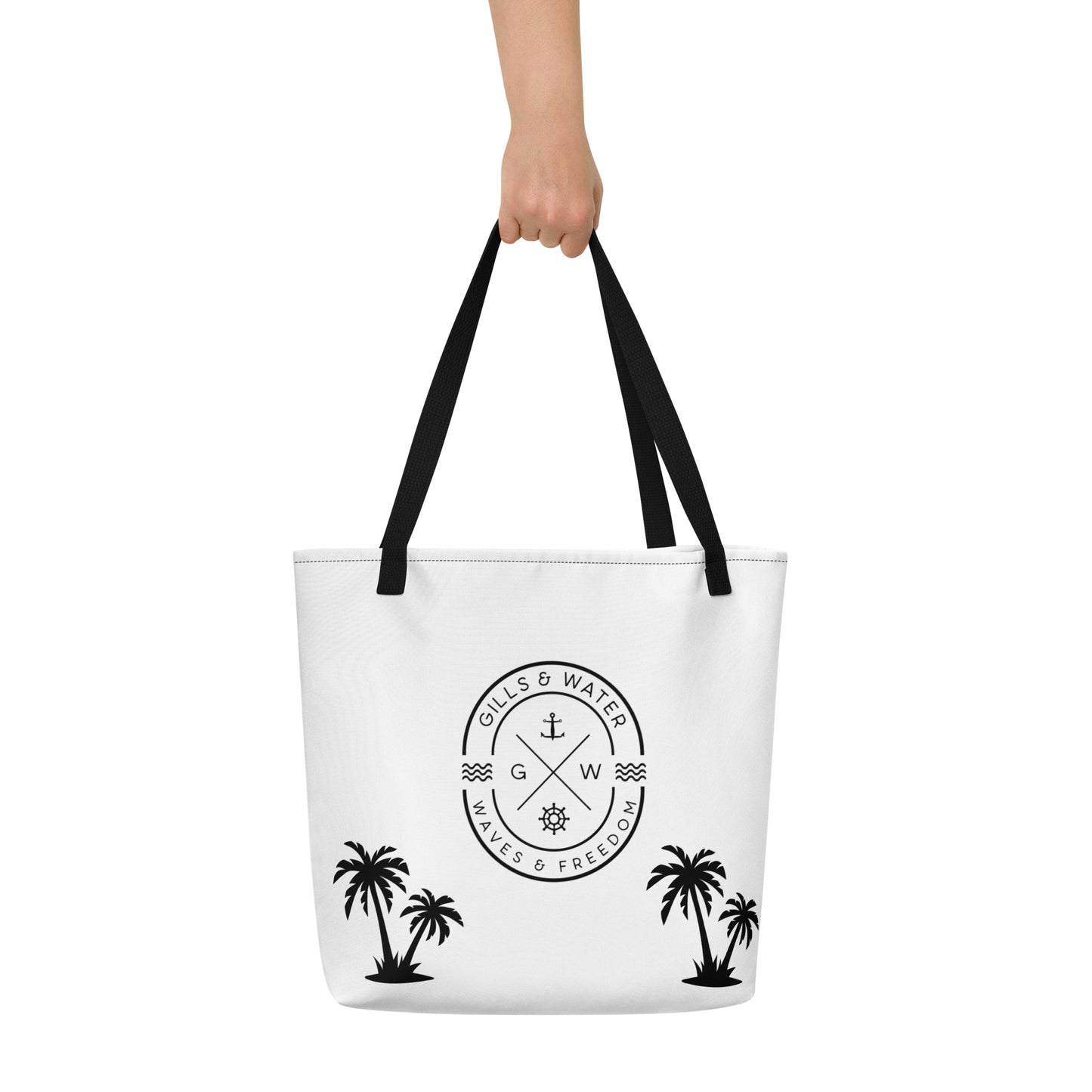 PalmSail: Gills and Water Large White Tote Bag with Pocket