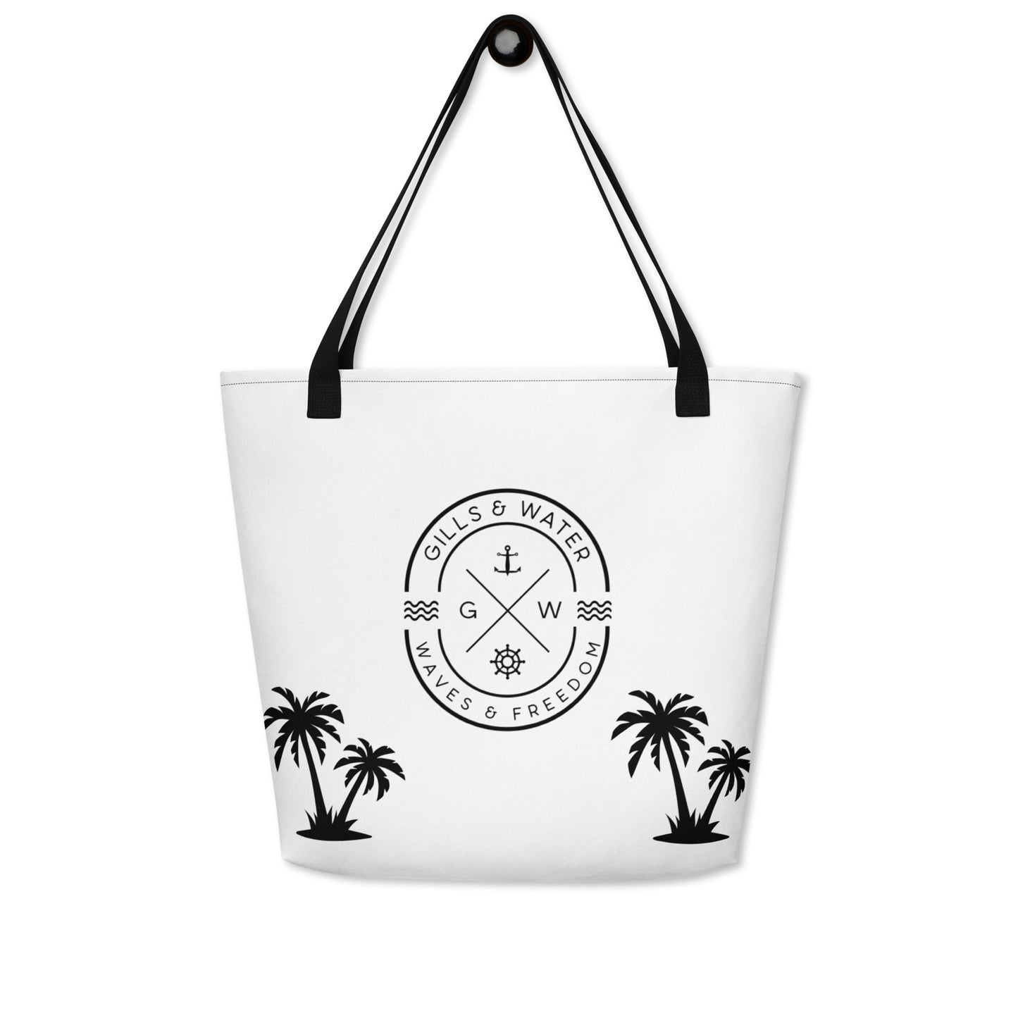 PalmSail: Gills and Water Large White Tote Bag with Pocket