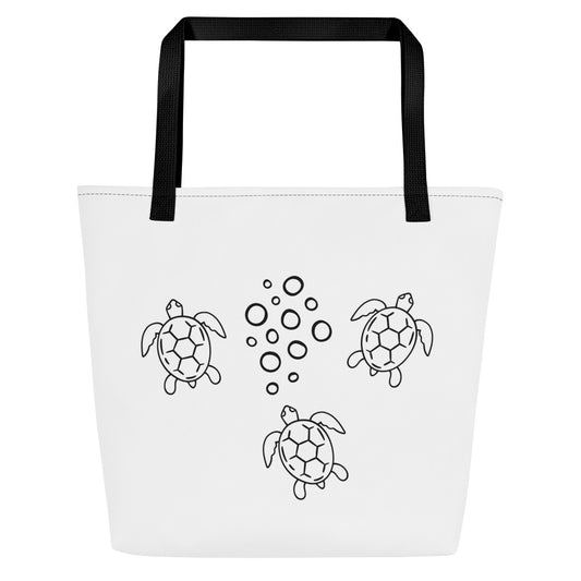 Ride The Currents: Gills and Water Large White Tote Bag with Pocket