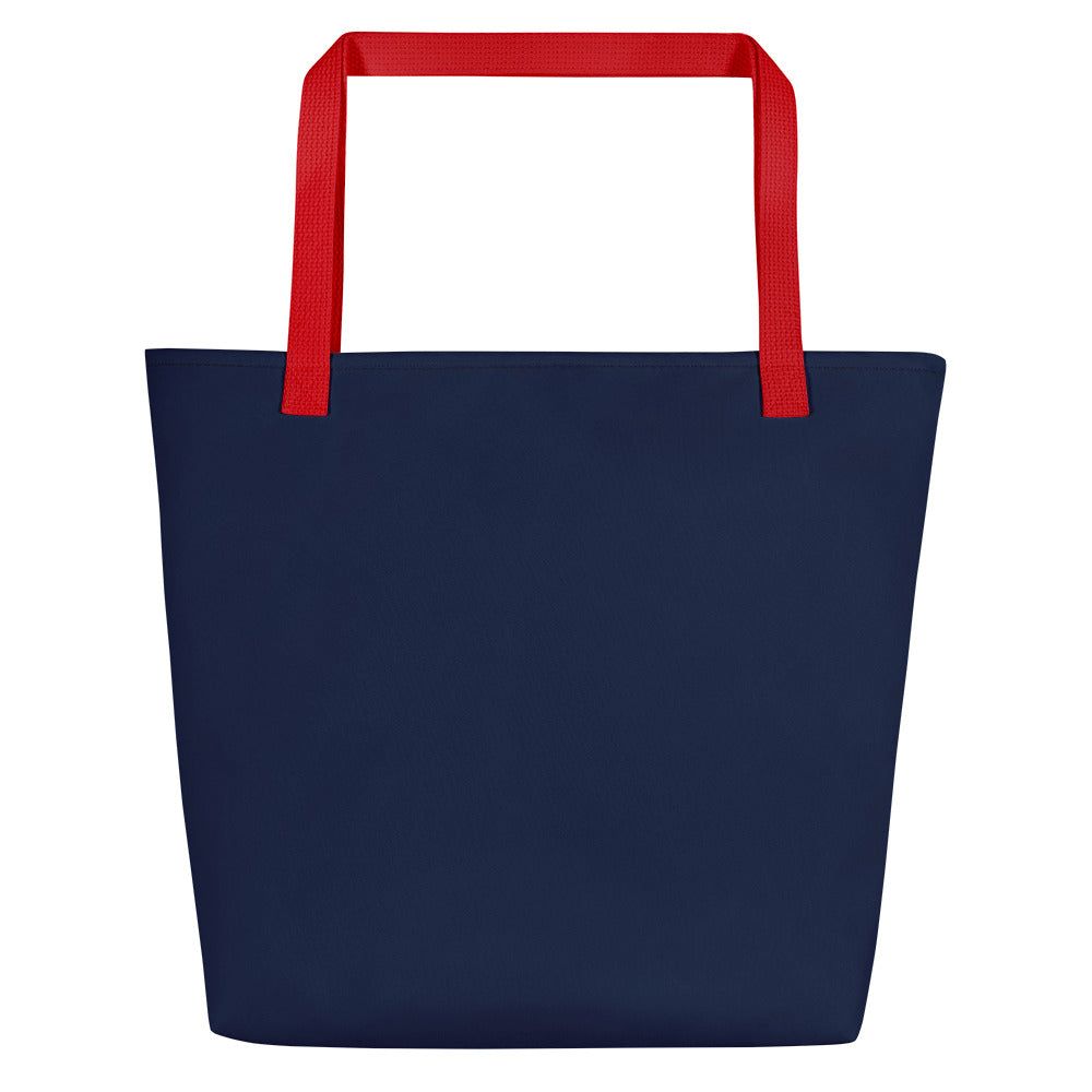 TidalTrek: Gills and Water Large Navy Tote Bag with Pocket