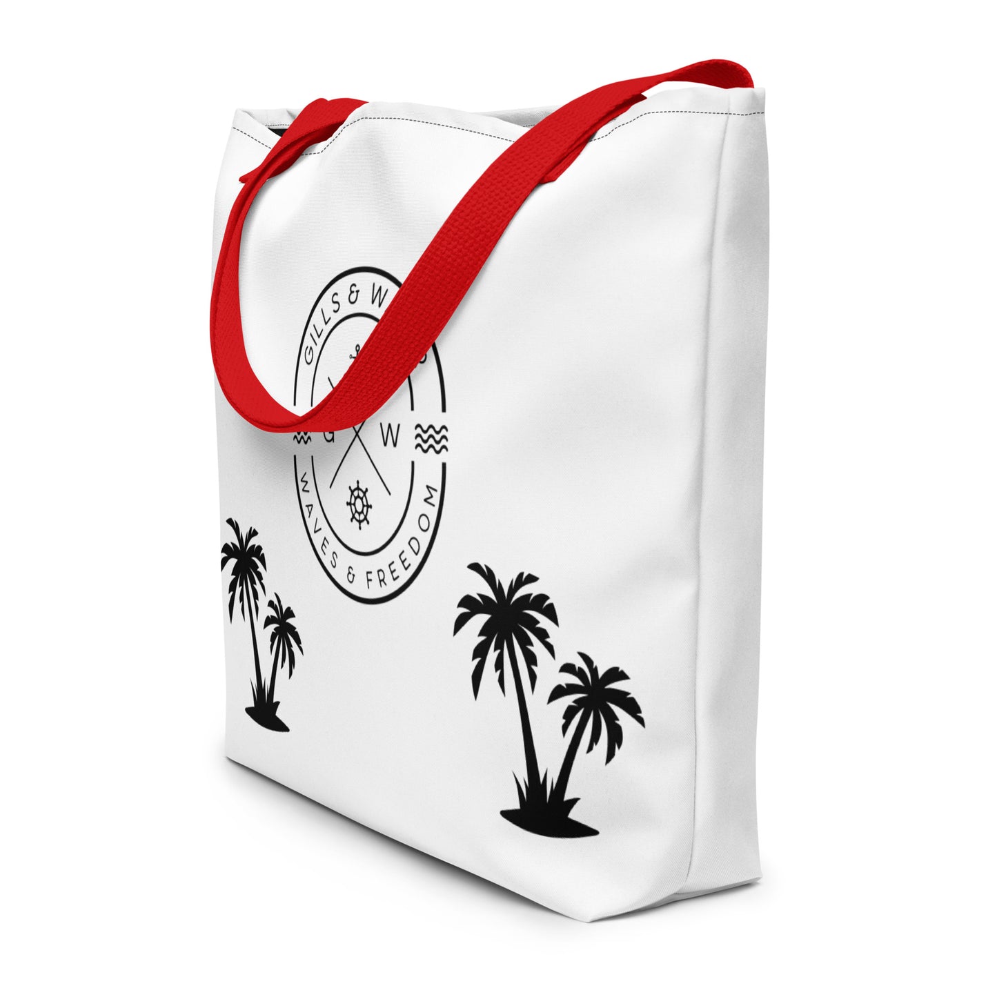 PalmSail: Gills and Water Large White Tote Bag with Pocket