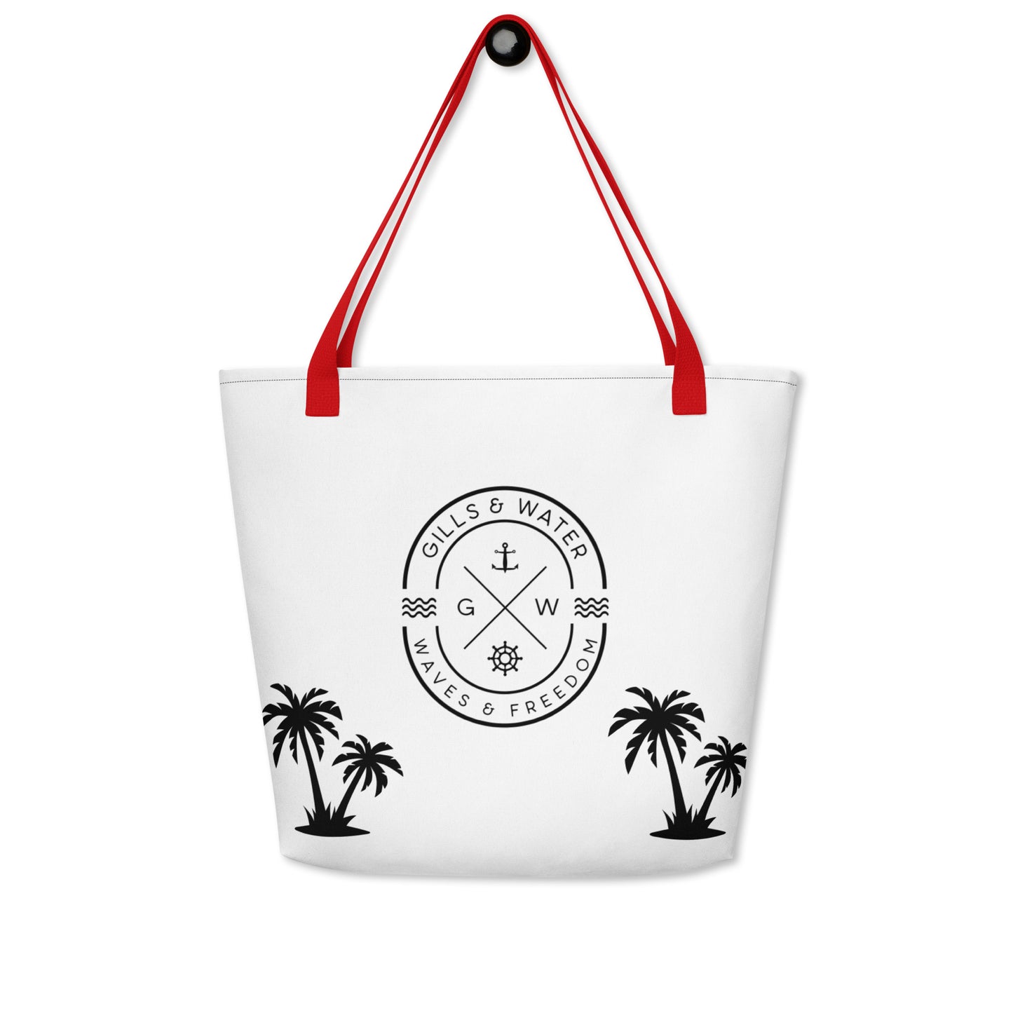 PalmSail: Gills and Water Large White Tote Bag with Pocket