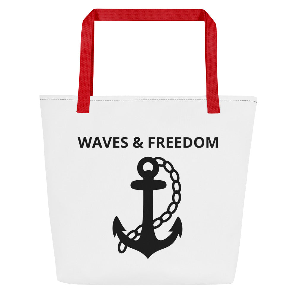 Waves & Freedom: Gills and Water Large White Tote Bag with Pocket