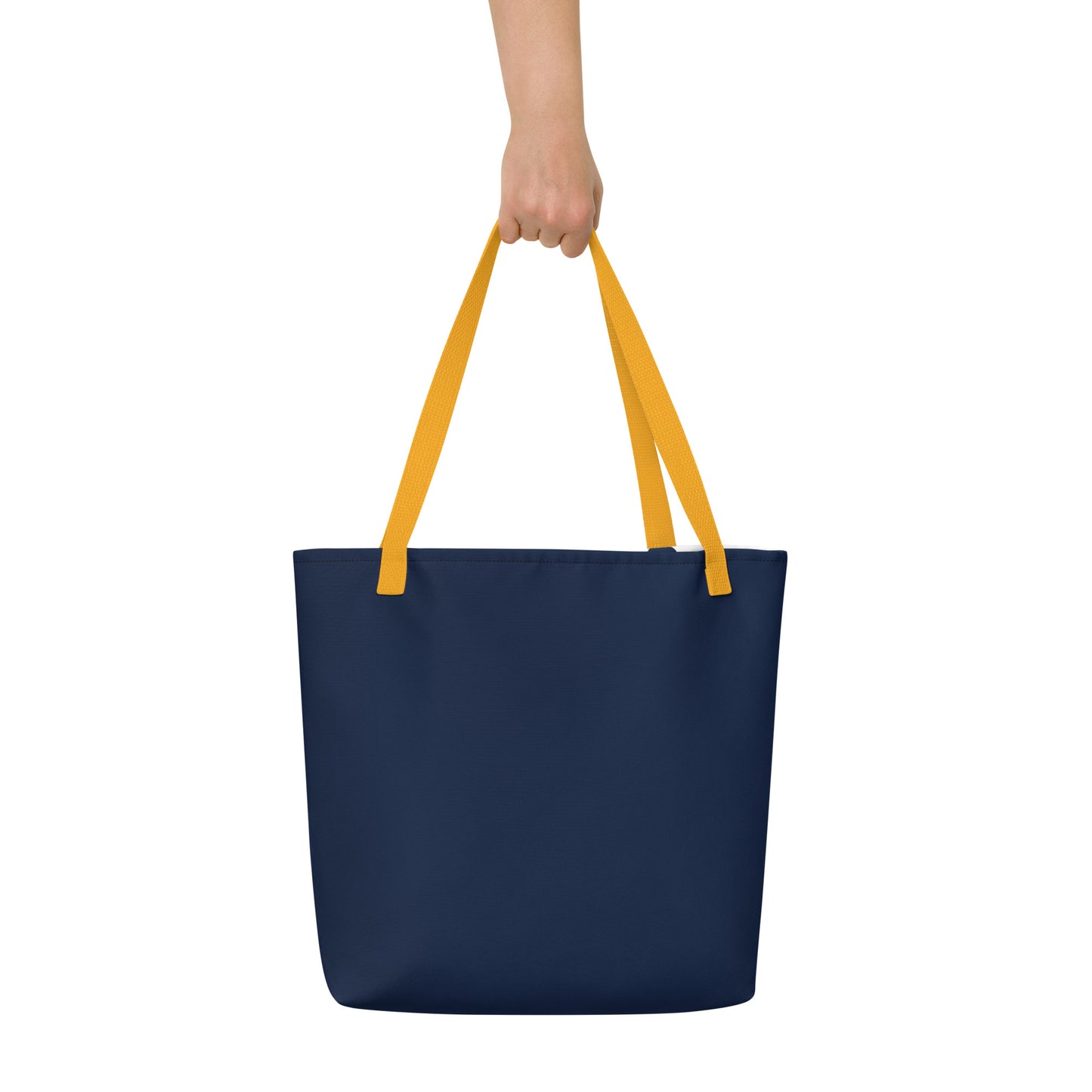 TidalTrek: Gills and Water Large Navy Tote Bag with Pocket