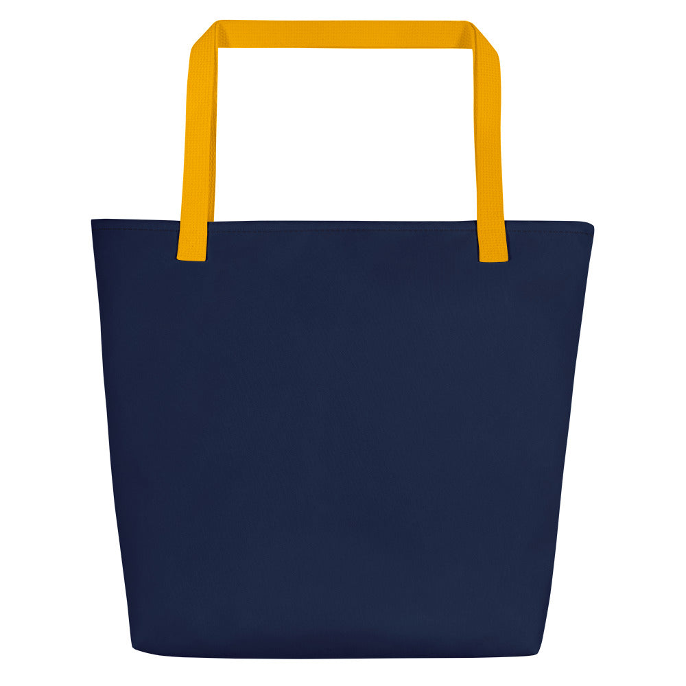 Waves & Freedom: Gills and Water Large Navy Tote Bag with Pocket