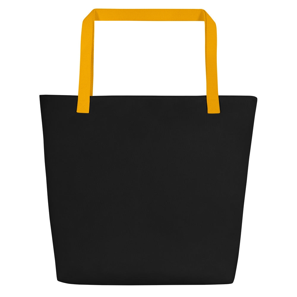 Ride The Currents: Gills and Water Large Black Tote Bag with Pocket