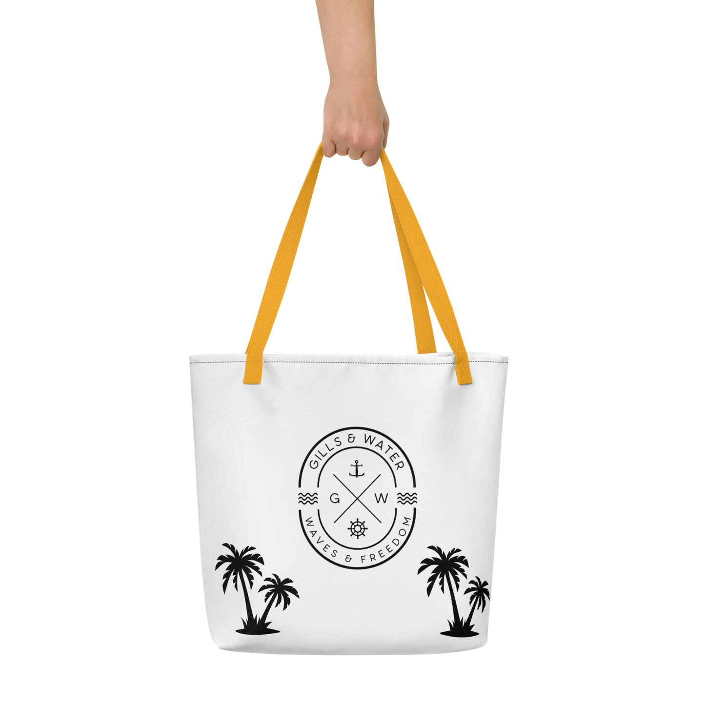 PalmSail: Gills and Water Large White Tote Bag with Pocket