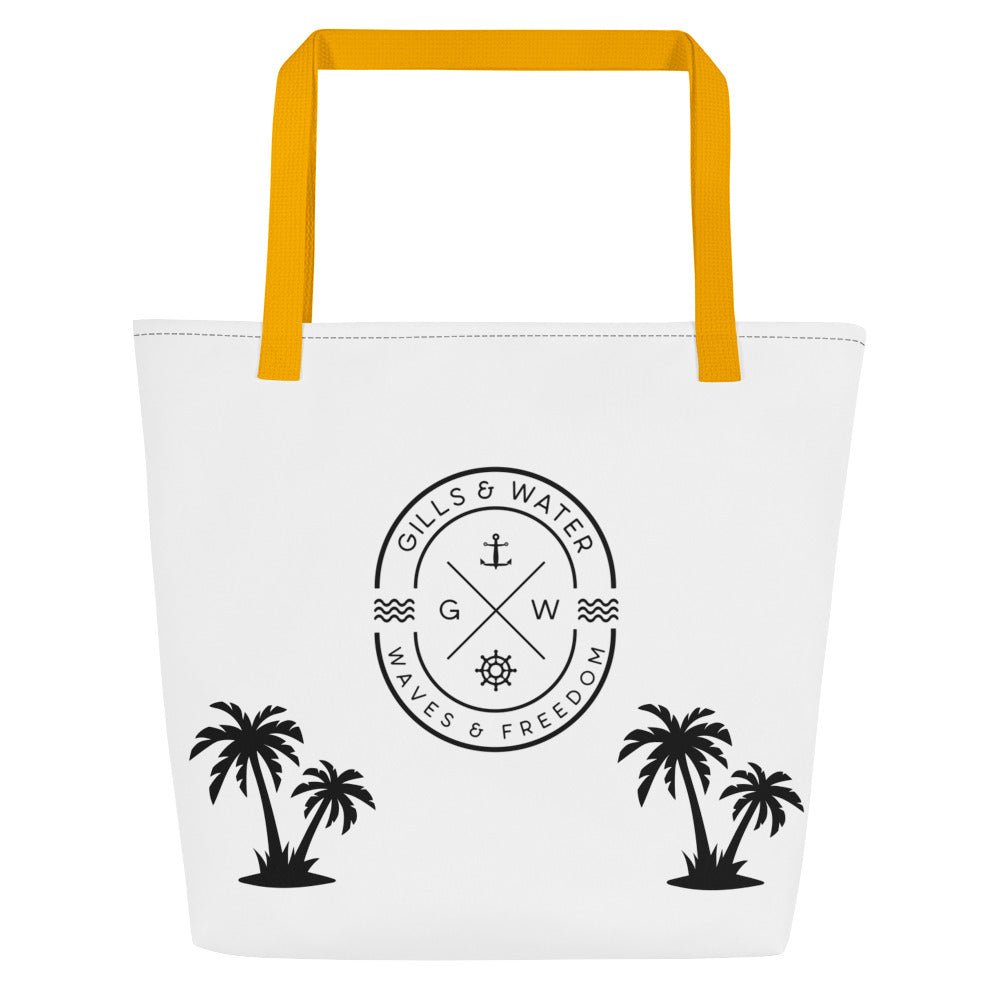 PalmSail: Gills and Water Large White Tote Bag with Pocket