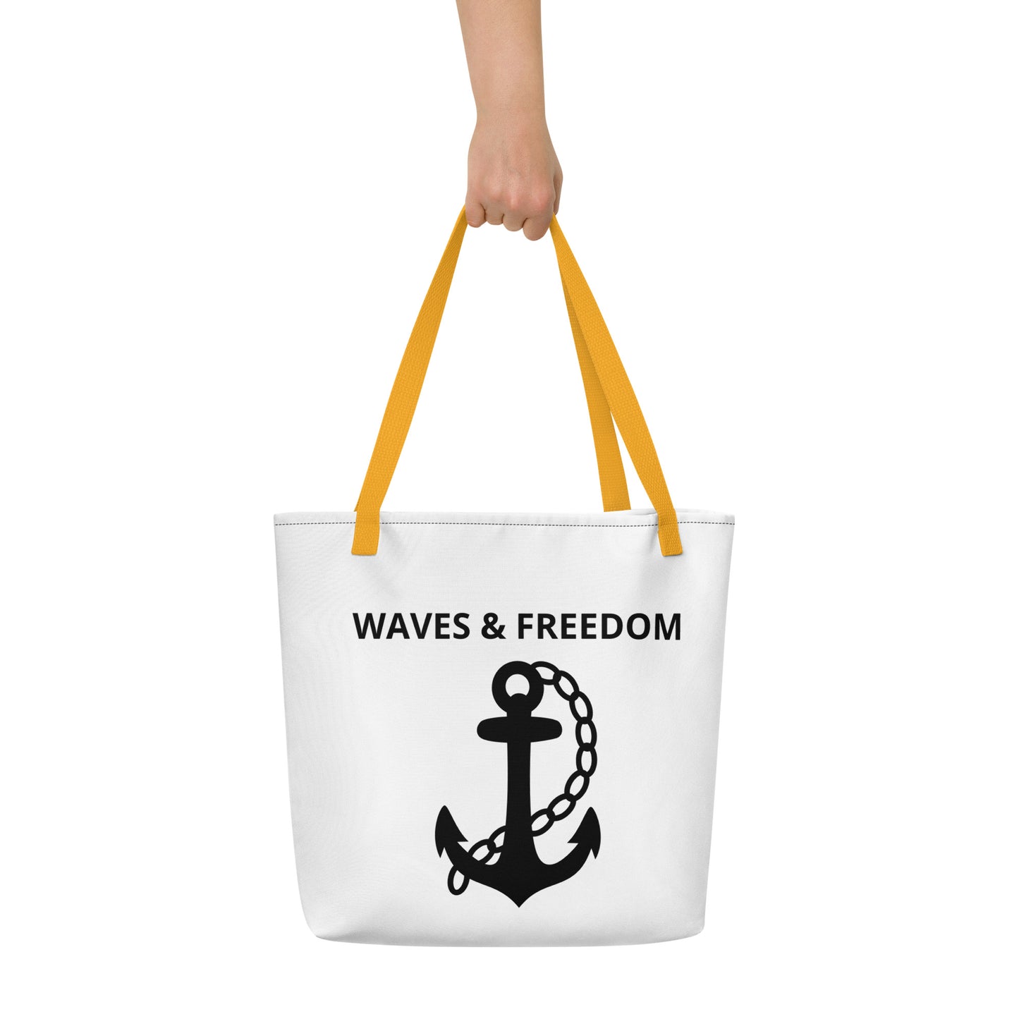 Waves & Freedom: Gills and Water Large White Tote Bag with Pocket