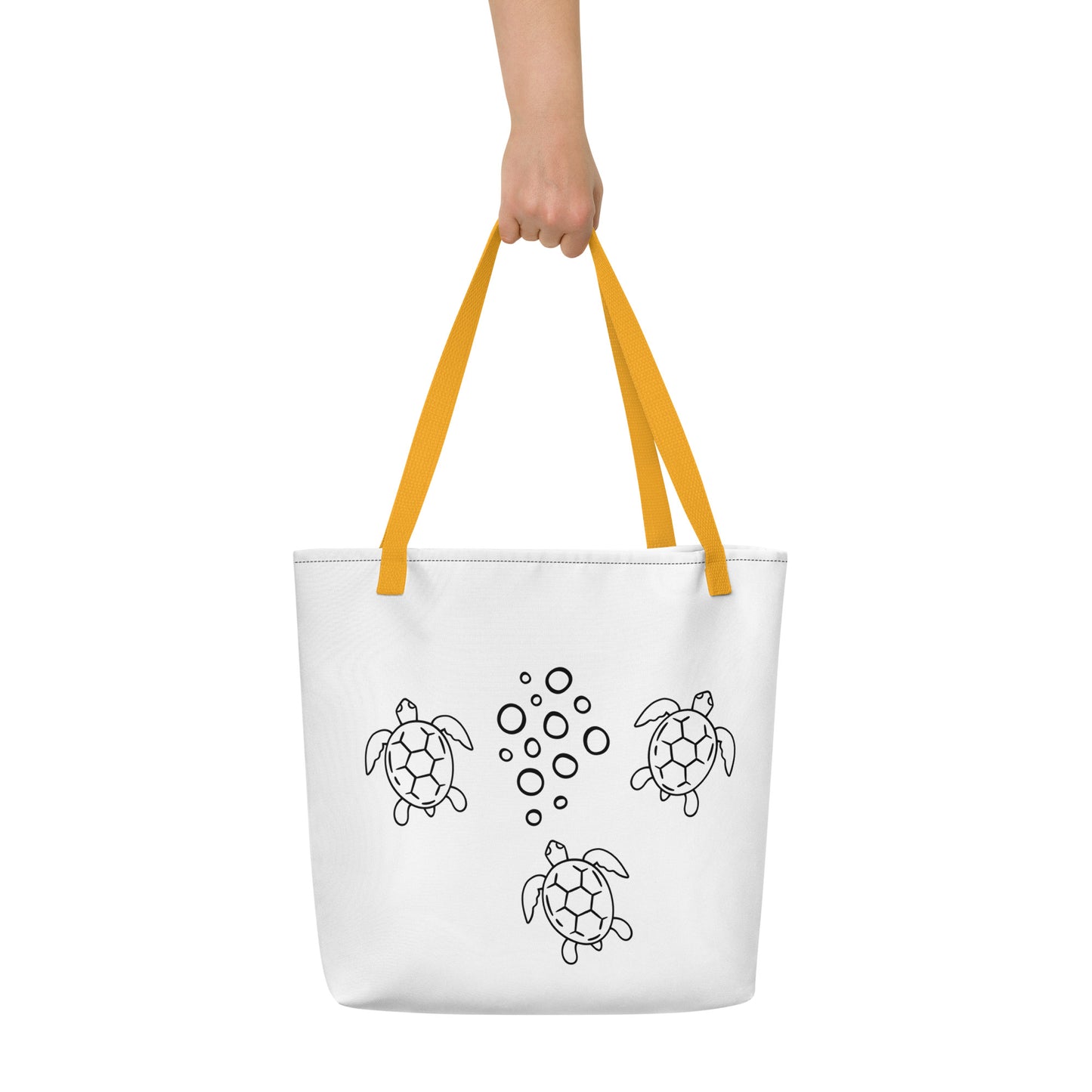 Ride The Currents: Gills and Water Large White Tote Bag with Pocket