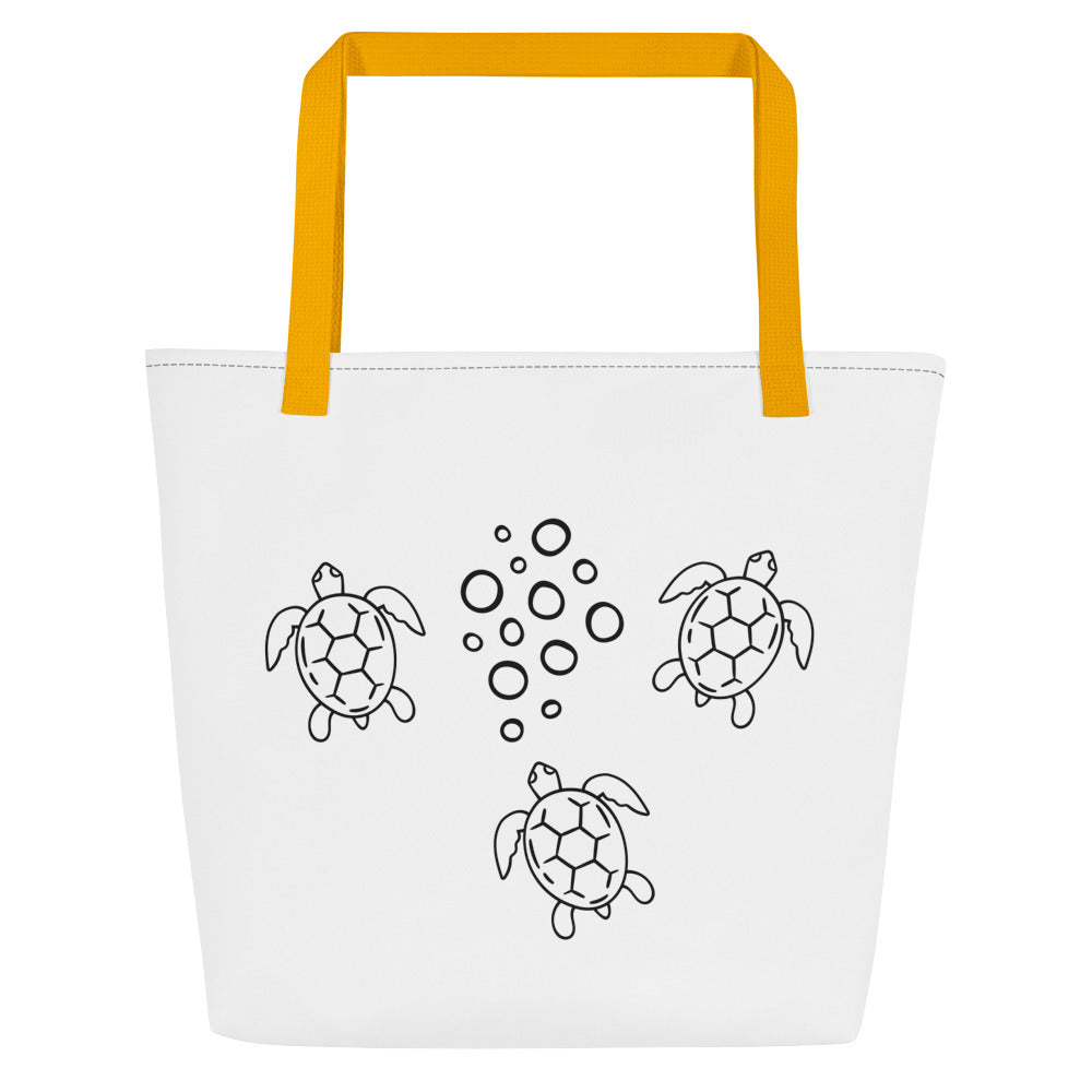 Ride The Currents: Gills and Water Large White Tote Bag with Pocket