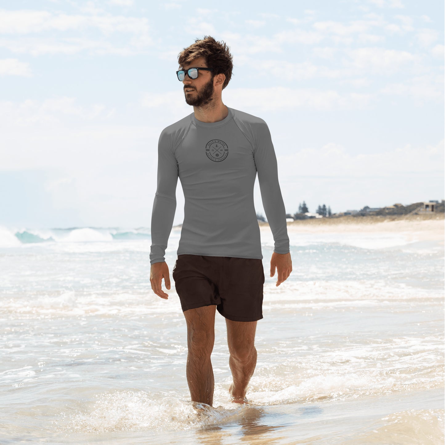 AquaGuard Men's Grey Performance Rash Guard