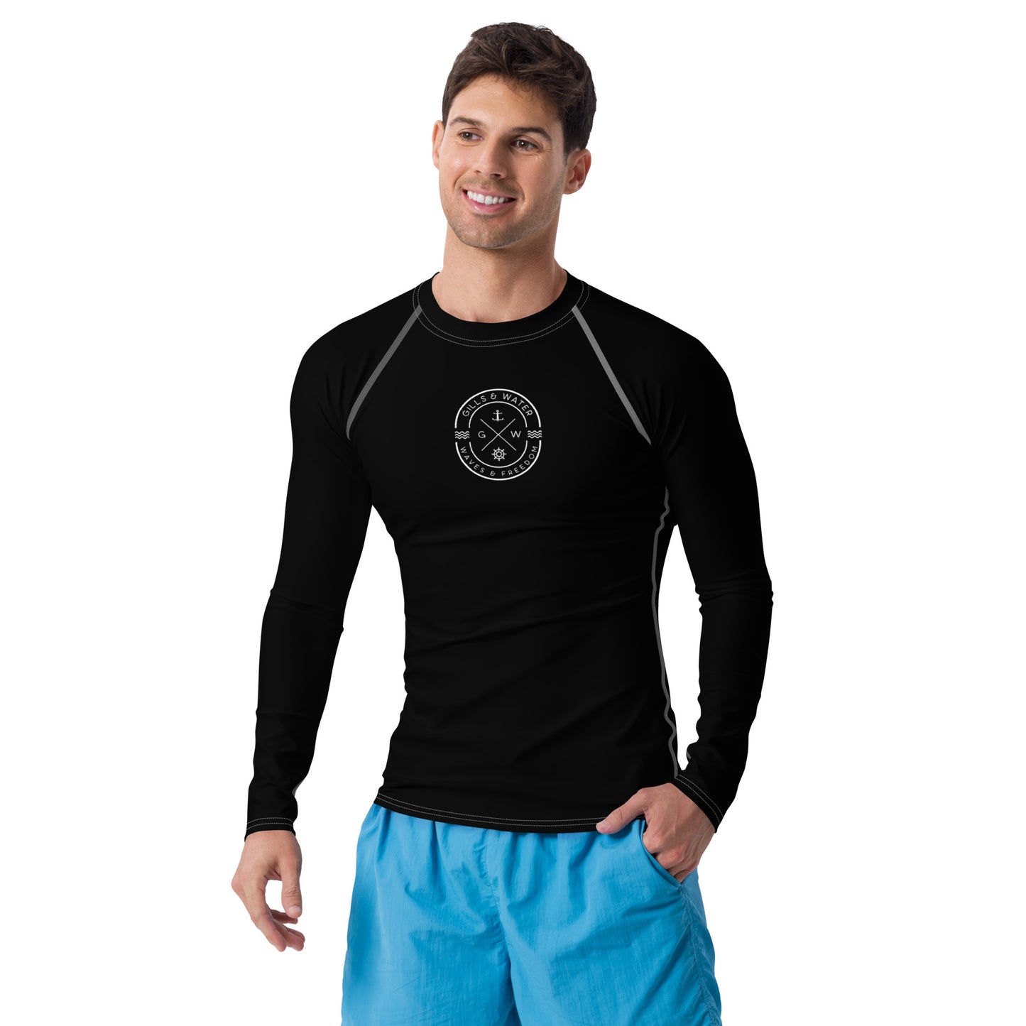 AquaGuard Men's Black Performance Rash Guard