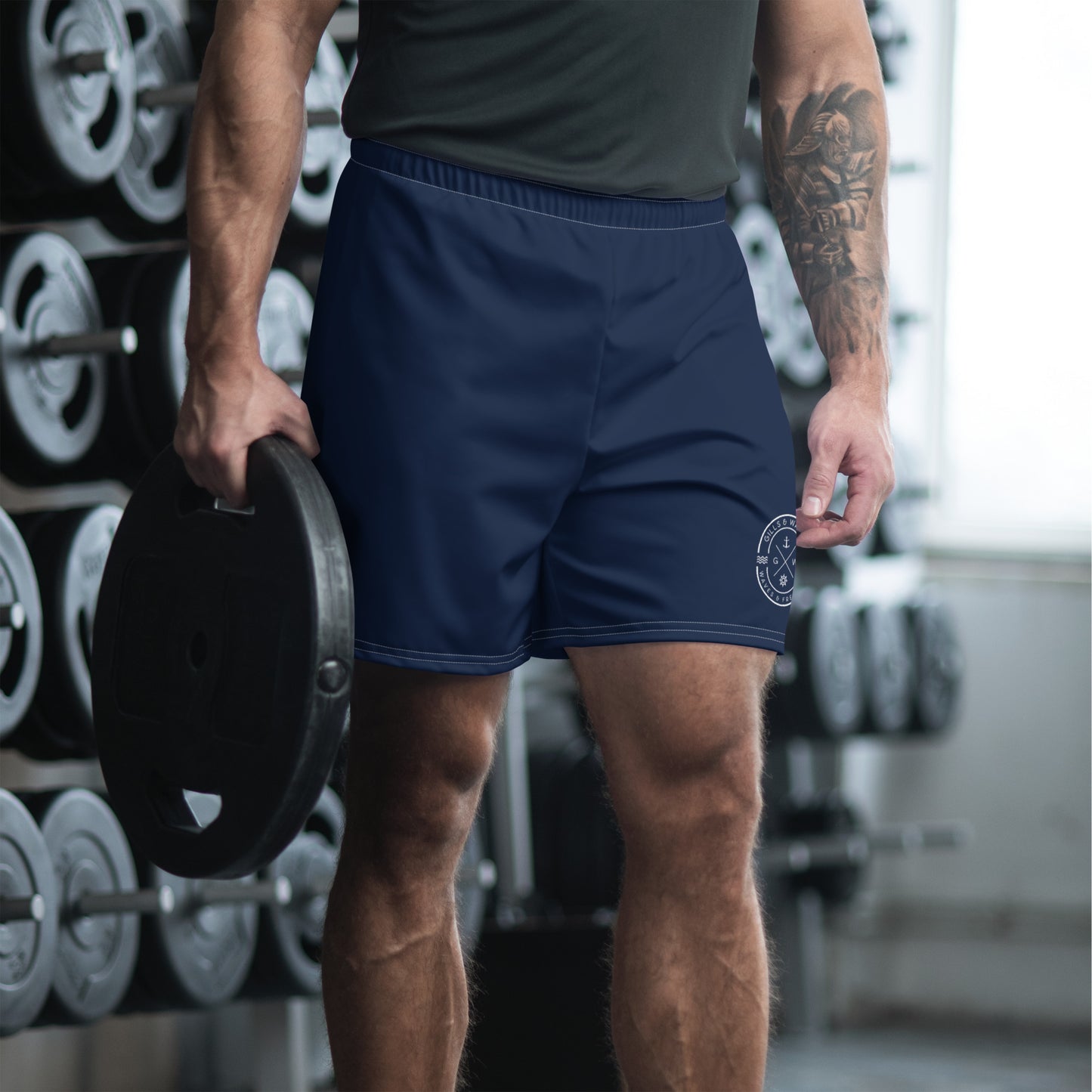 HydroFlex: Gills and Water Men's Navy Athletic Shorts