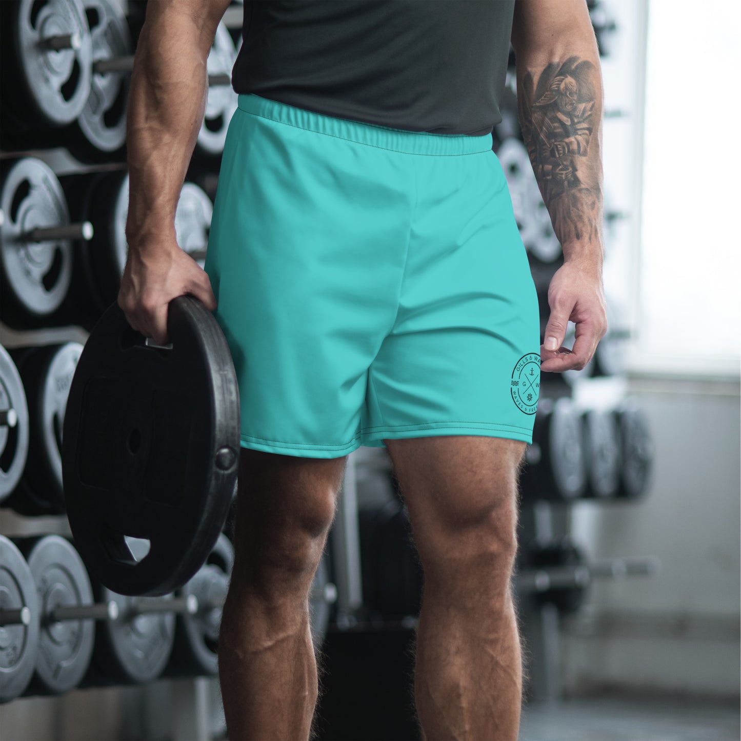 HydroFlex: Gills and Water Men's Turquoise Athletic Shorts