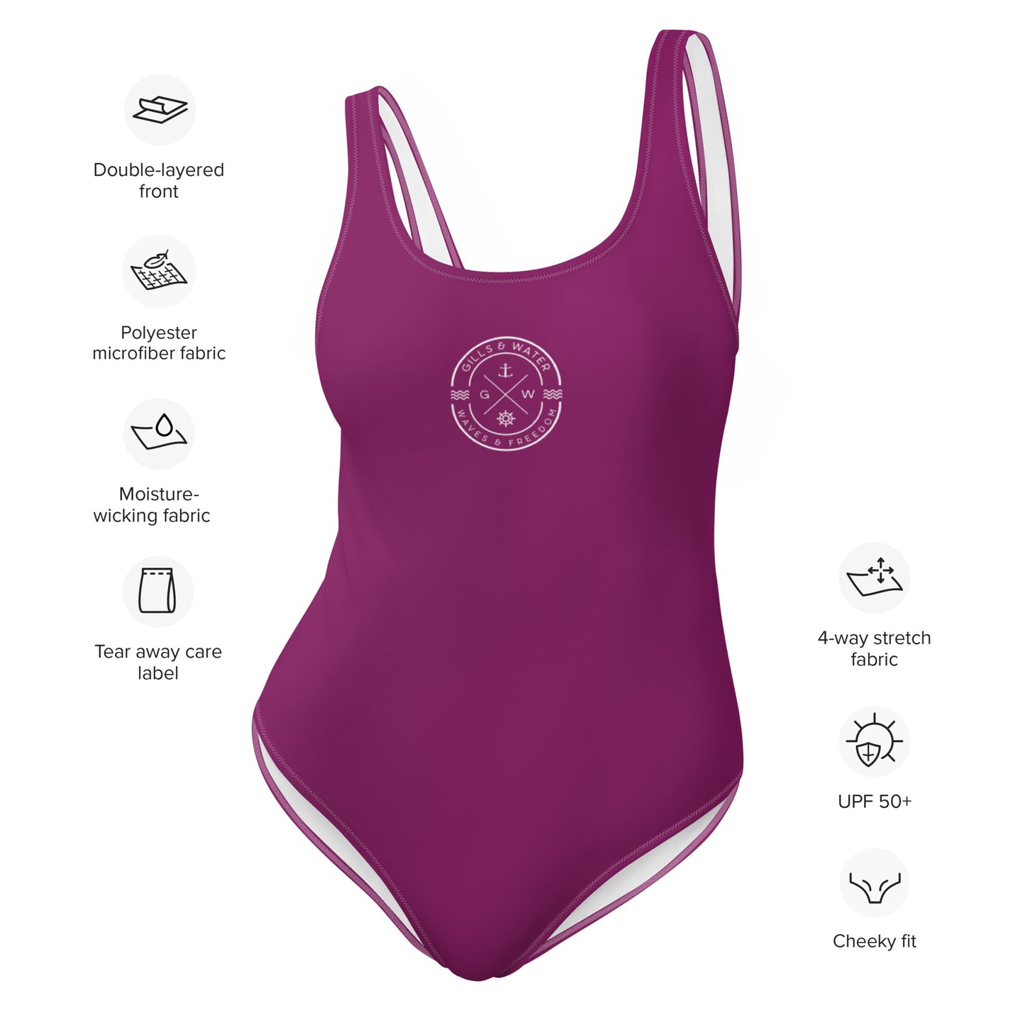 Marine Muse: Gills and Water Eggplant One-Piece Swimsuit