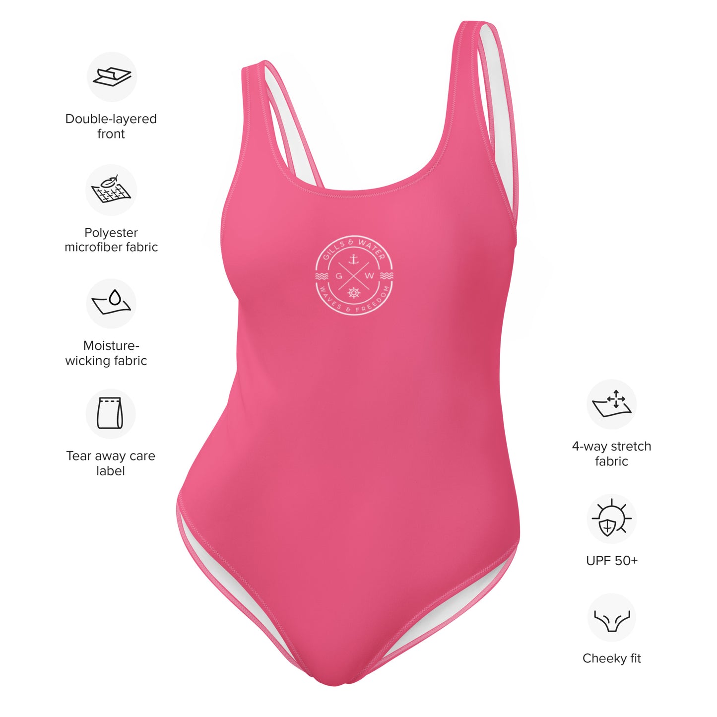 Marine Muse: Gills and Water Brink Pink One-Piece Swimsuit