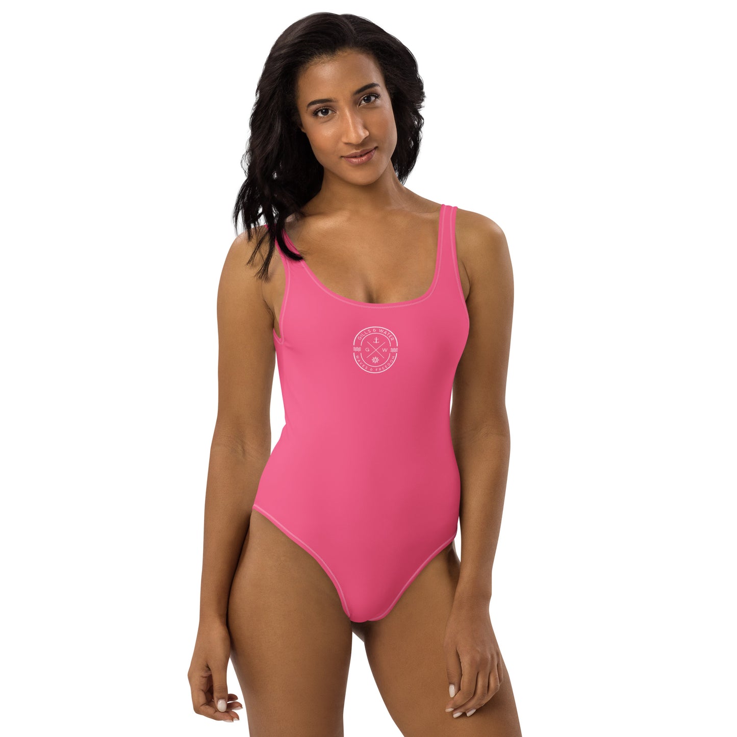 Marine Muse: Gills and Water Brink Pink One-Piece Swimsuit