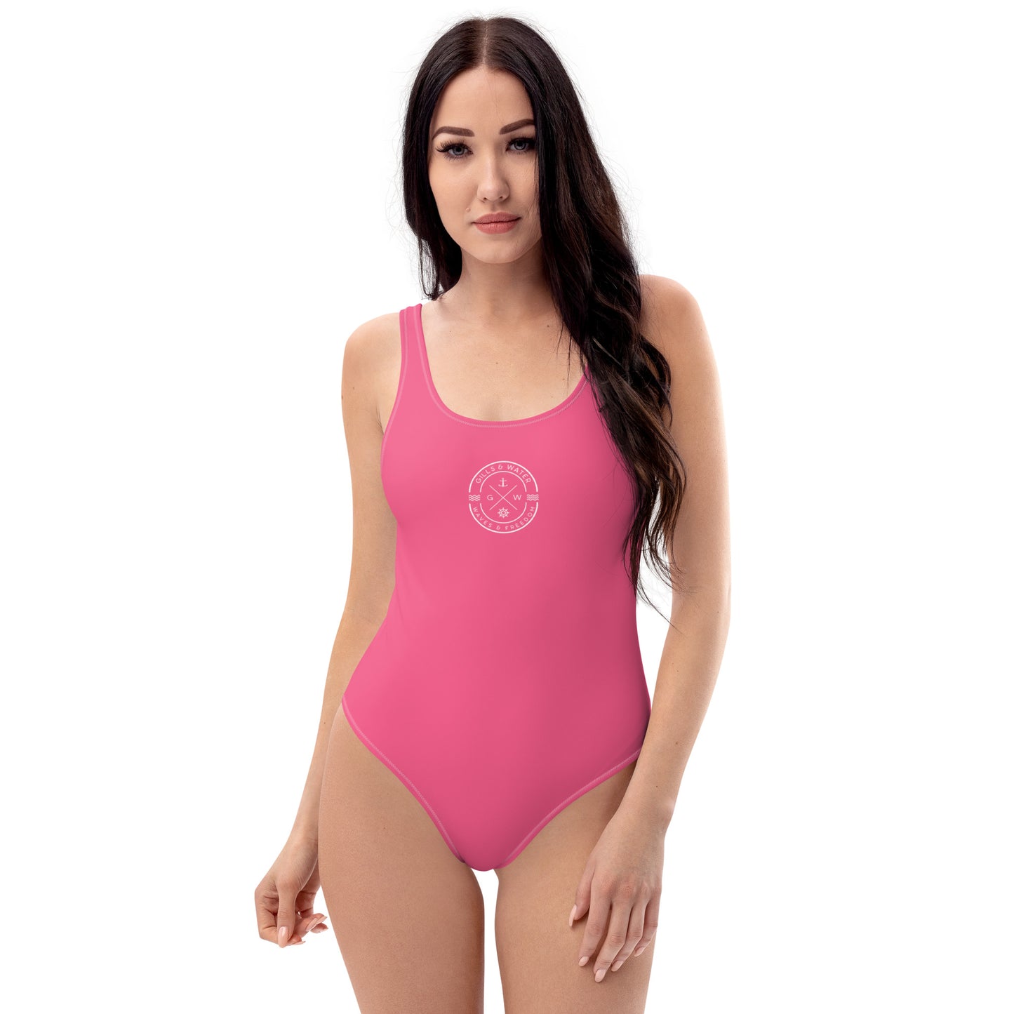 Marine Muse: Gills and Water Brink Pink One-Piece Swimsuit