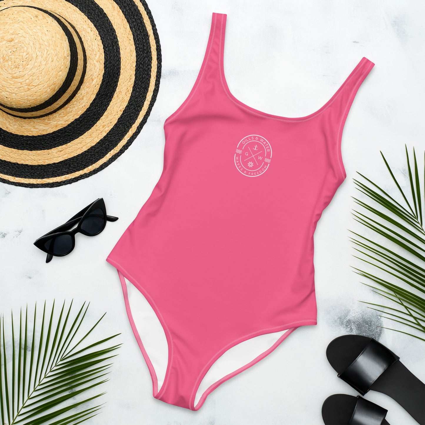 Marine Muse: Gills and Water Brink Pink One-Piece Swimsuit