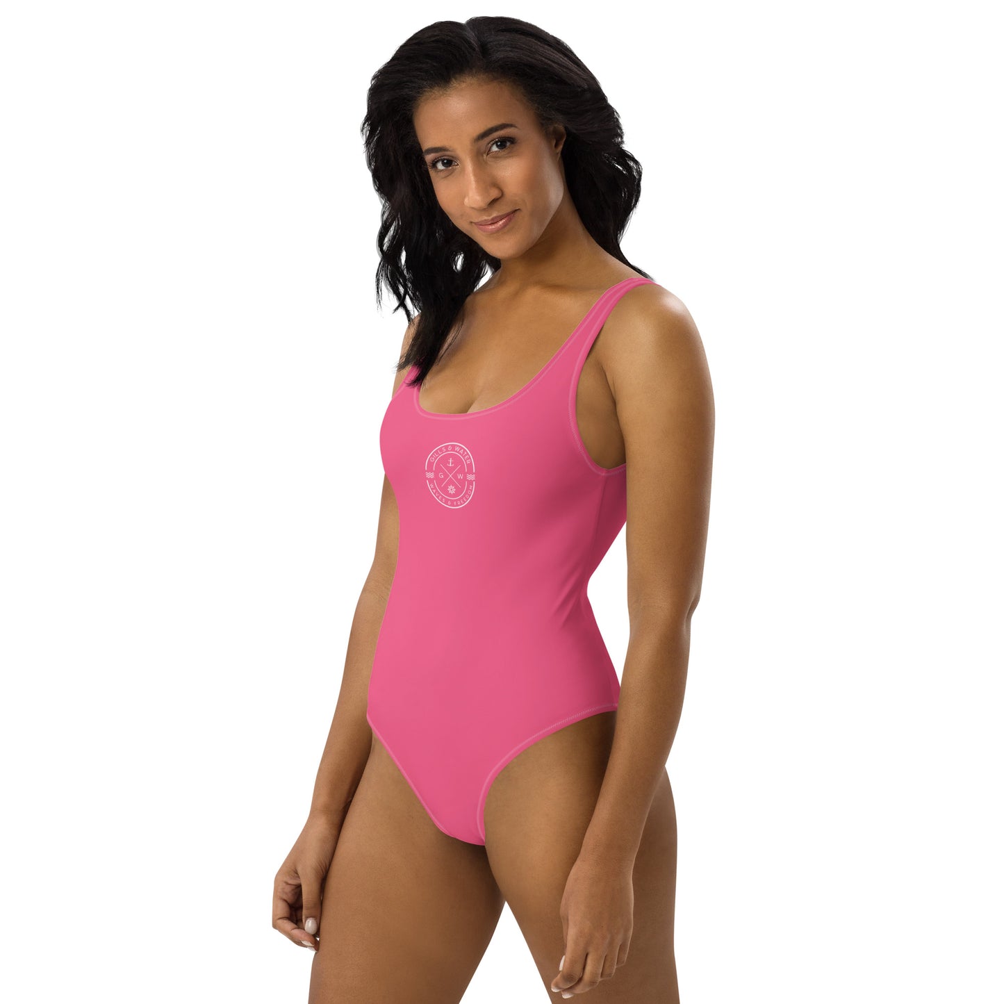 Marine Muse: Gills and Water Brink Pink One-Piece Swimsuit