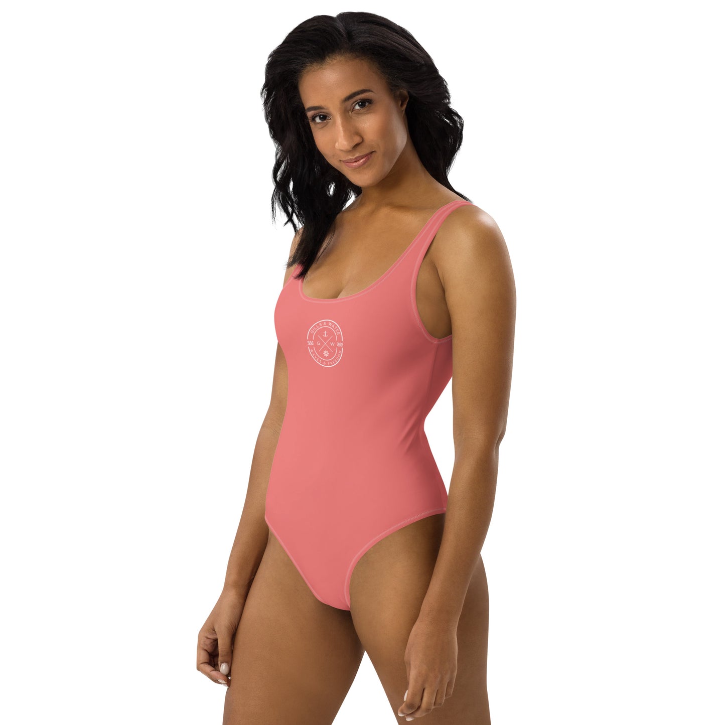 Marine Muse: Gills and Water Salmon One-Piece Swimsuit