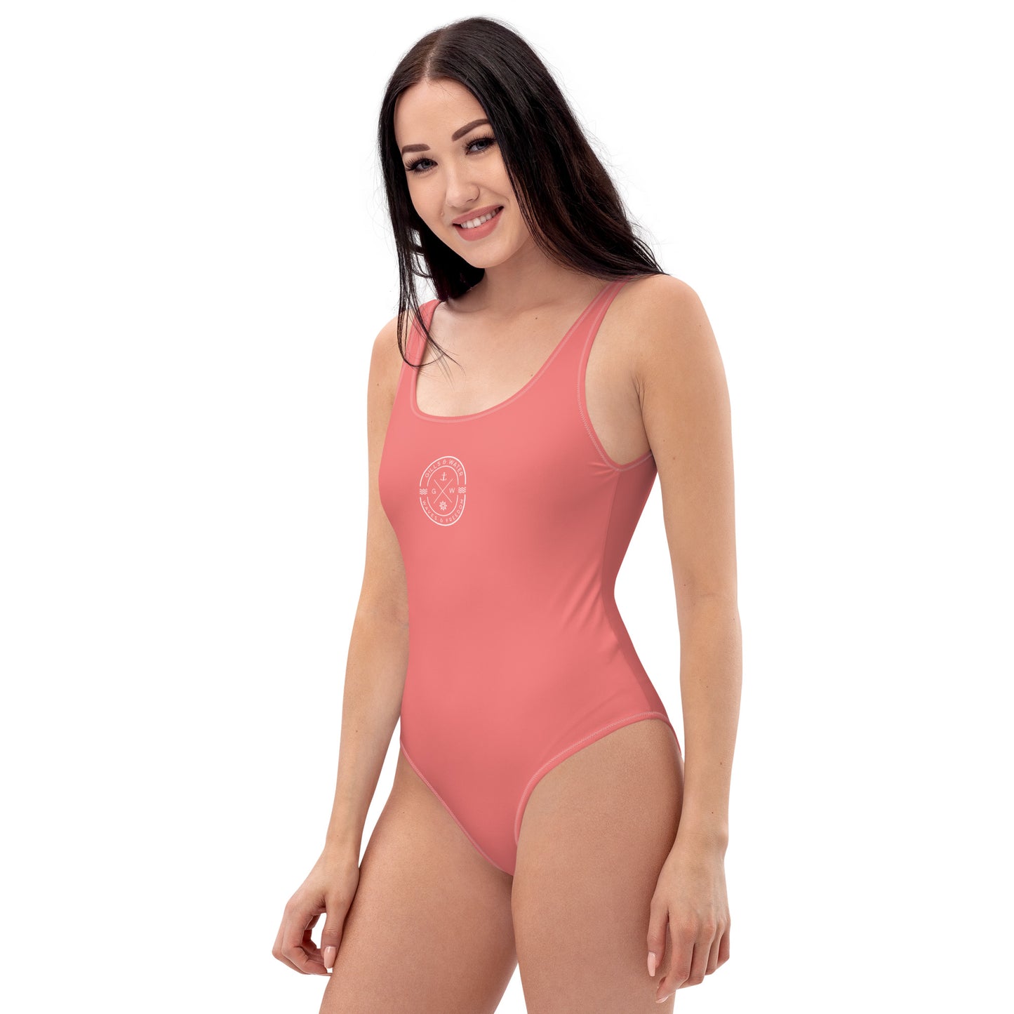 Marine Muse: Gills and Water Salmon One-Piece Swimsuit