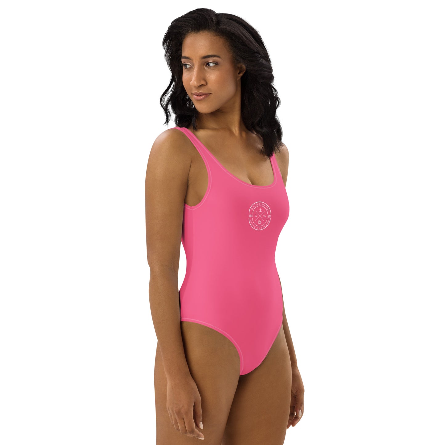 Marine Muse: Gills and Water Brink Pink One-Piece Swimsuit