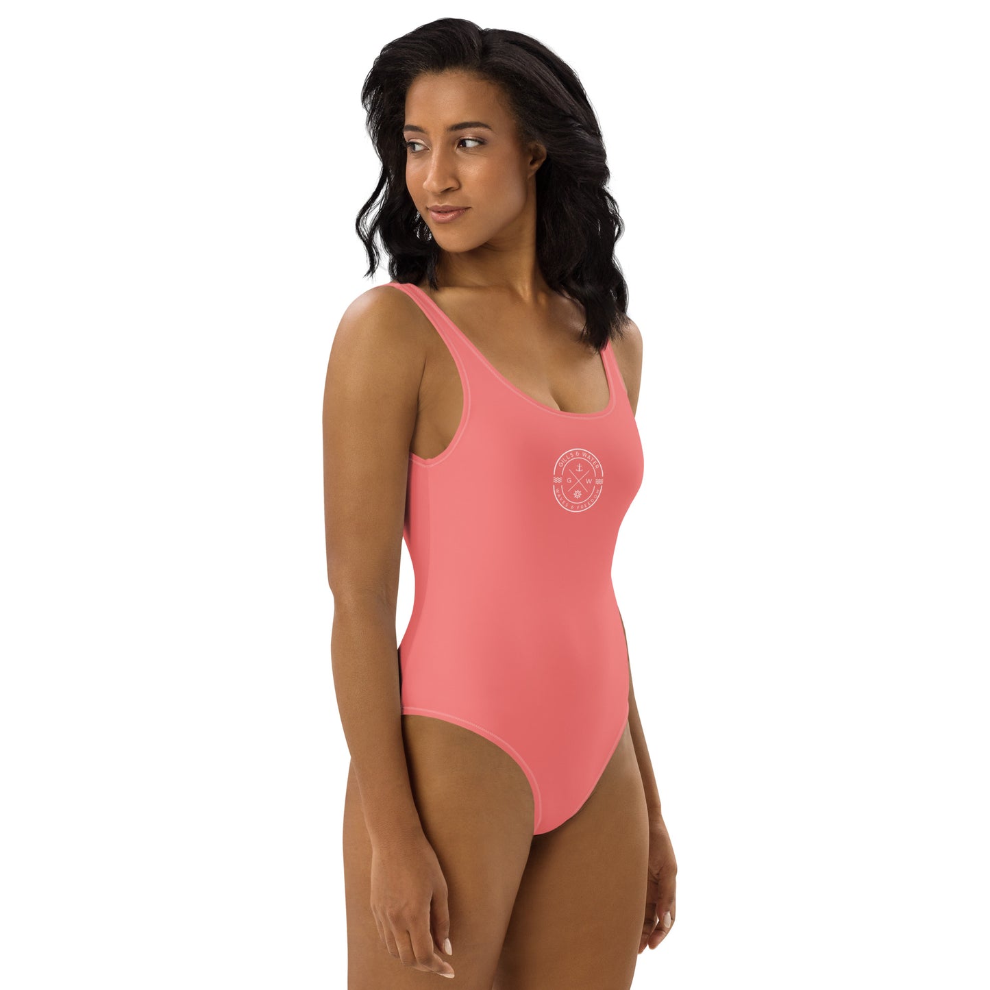 Marine Muse: Gills and Water Salmon One-Piece Swimsuit