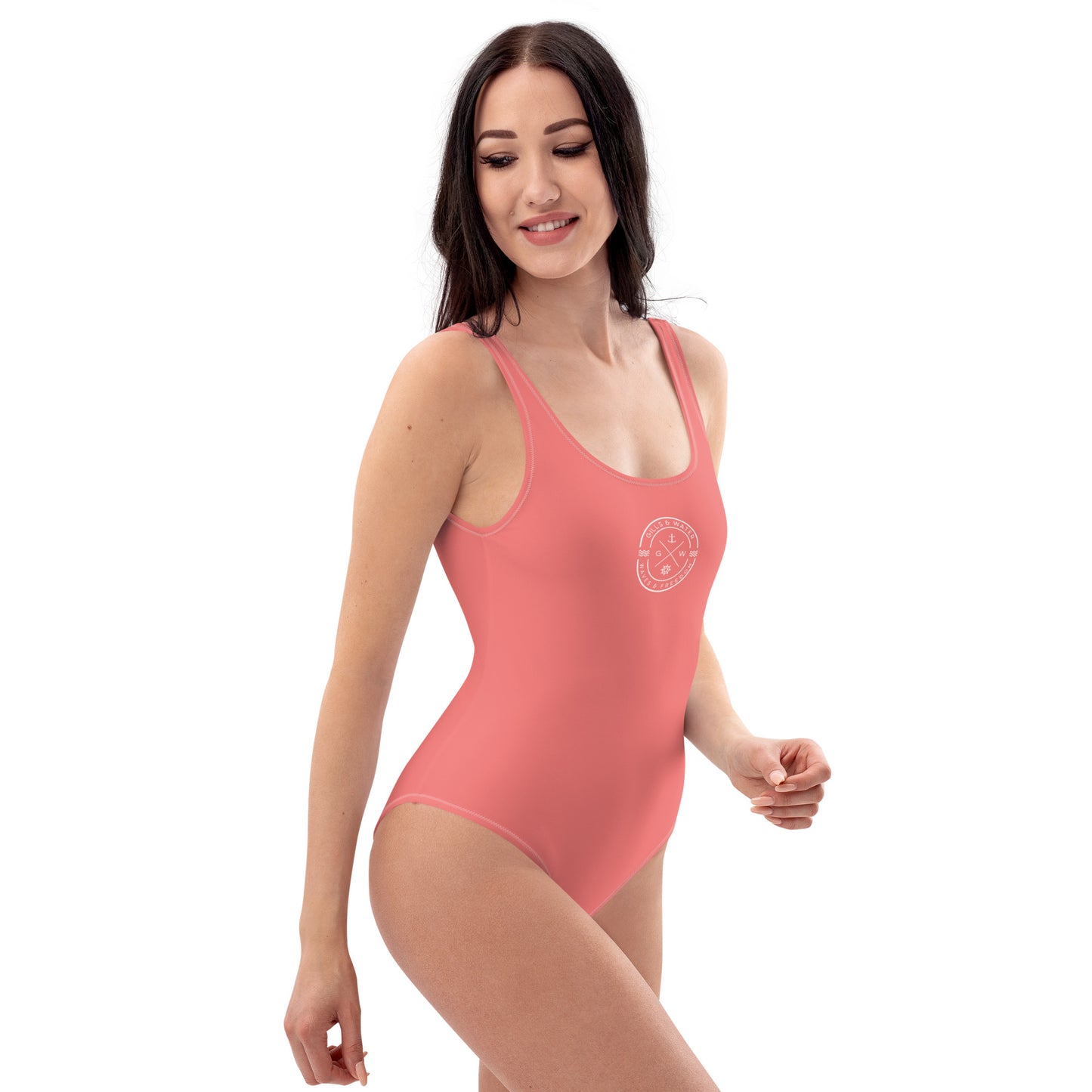 Marine Muse: Gills and Water Salmon One-Piece Swimsuit