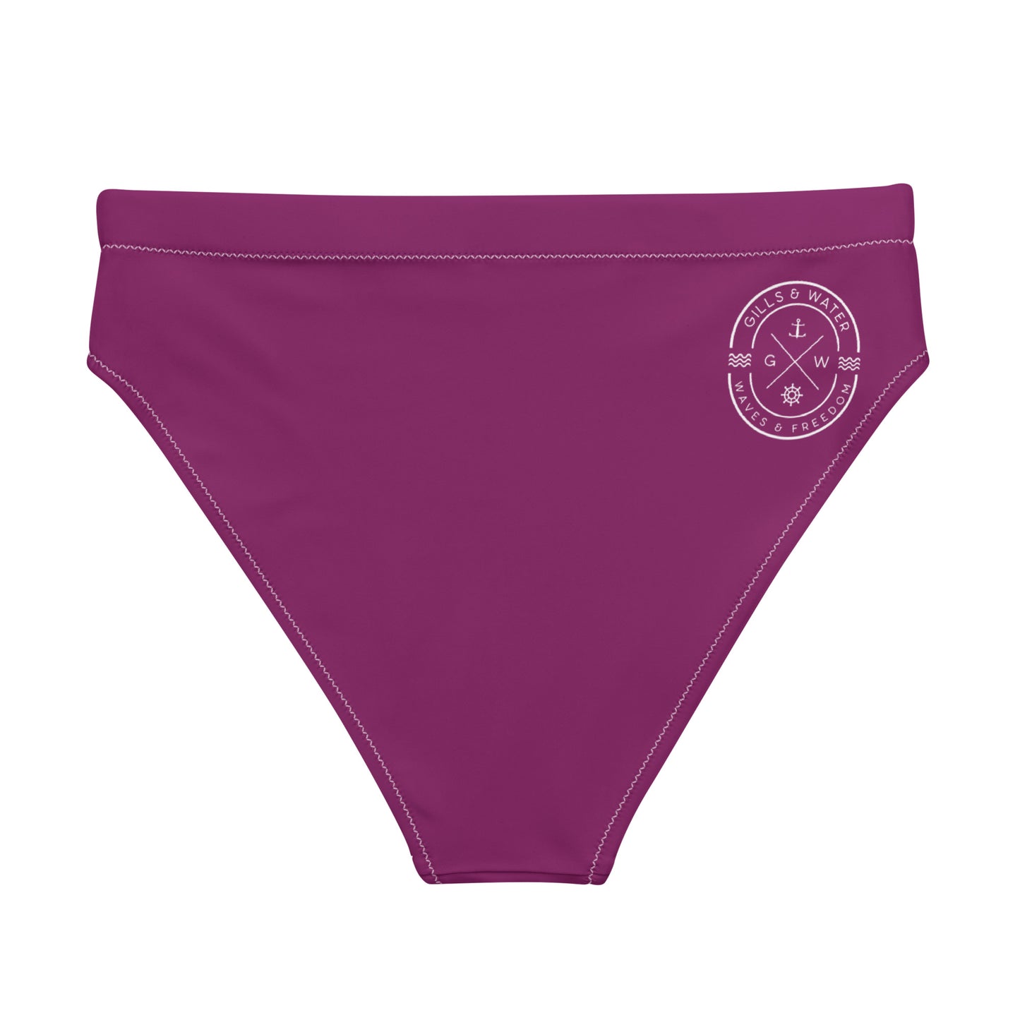 Oceanic Elegance: Gills and Water Eggplant high-waisted bikini bottom