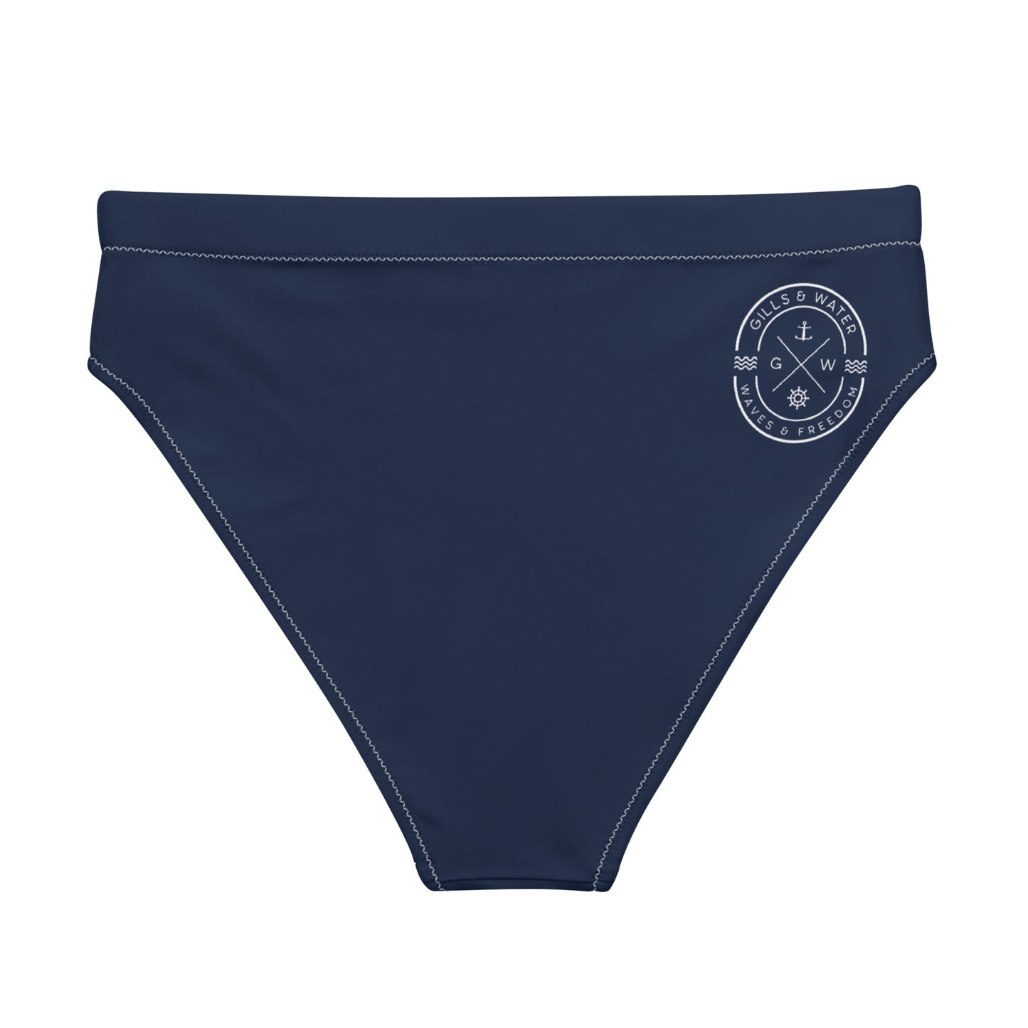 Oceanic Elegance: Gills and Water Navy high-waisted bikini bottom