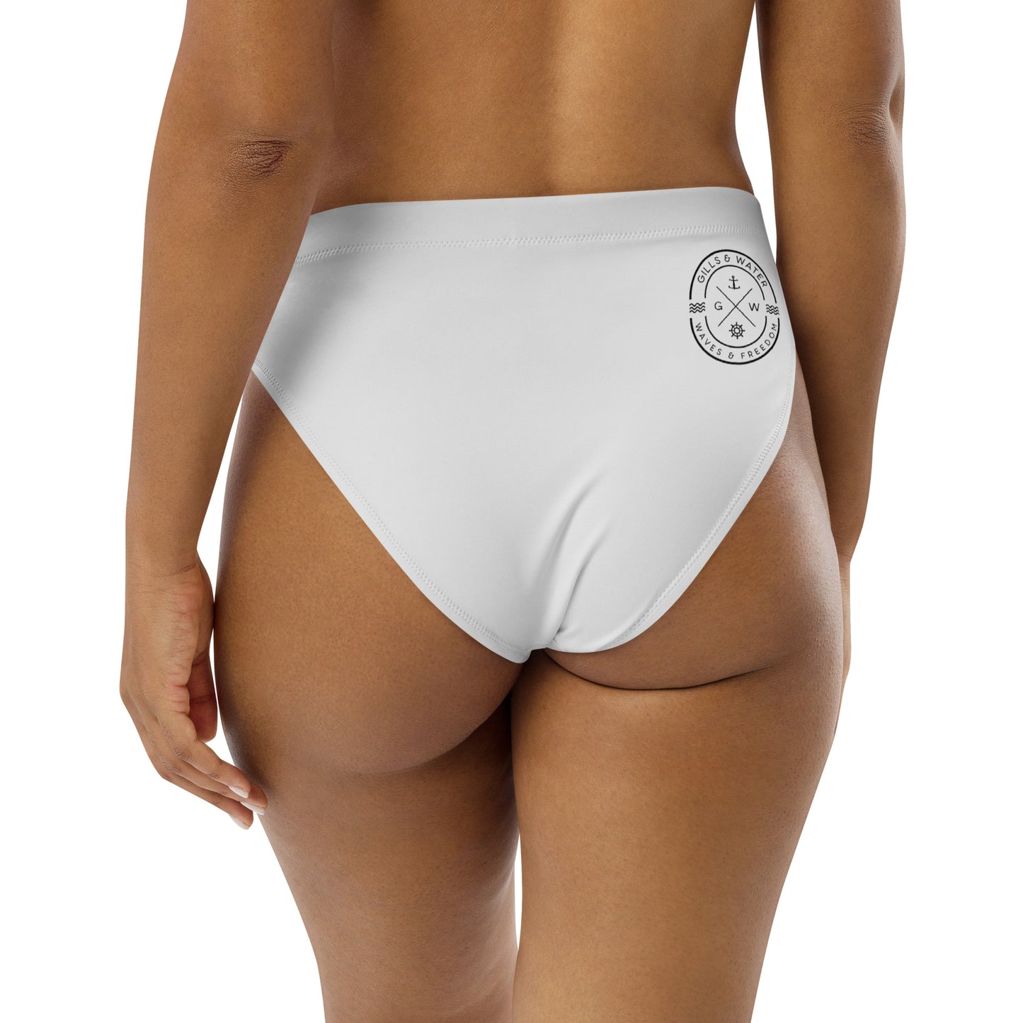 Oceanic Elegance: Gills and Water White high-waisted bikini bottom