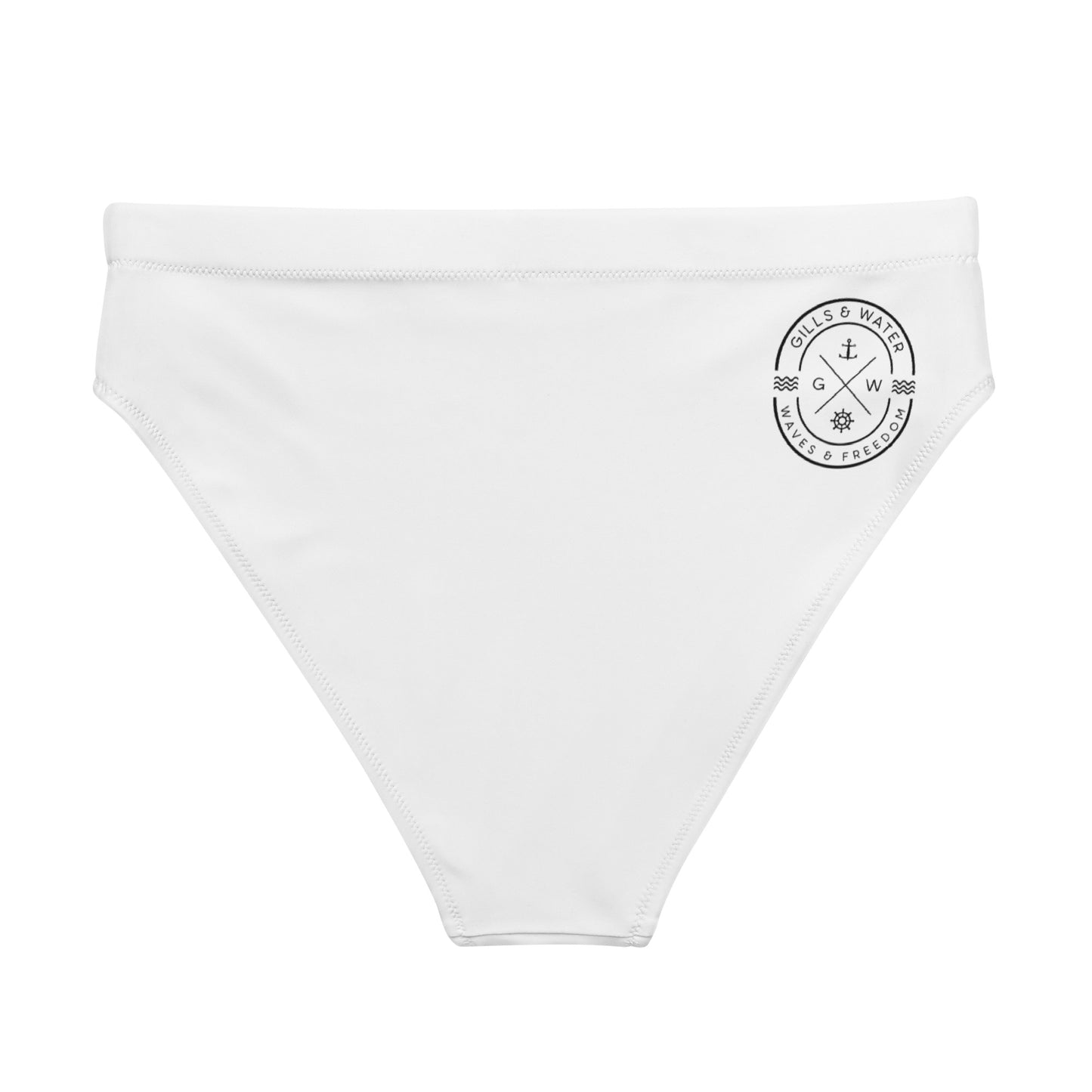 Oceanic Elegance: Gills and Water White high-waisted bikini bottom