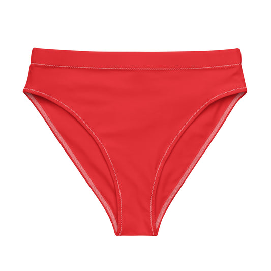 Oceanic Elegance: Gills and Water Red high-waisted bikini bottom