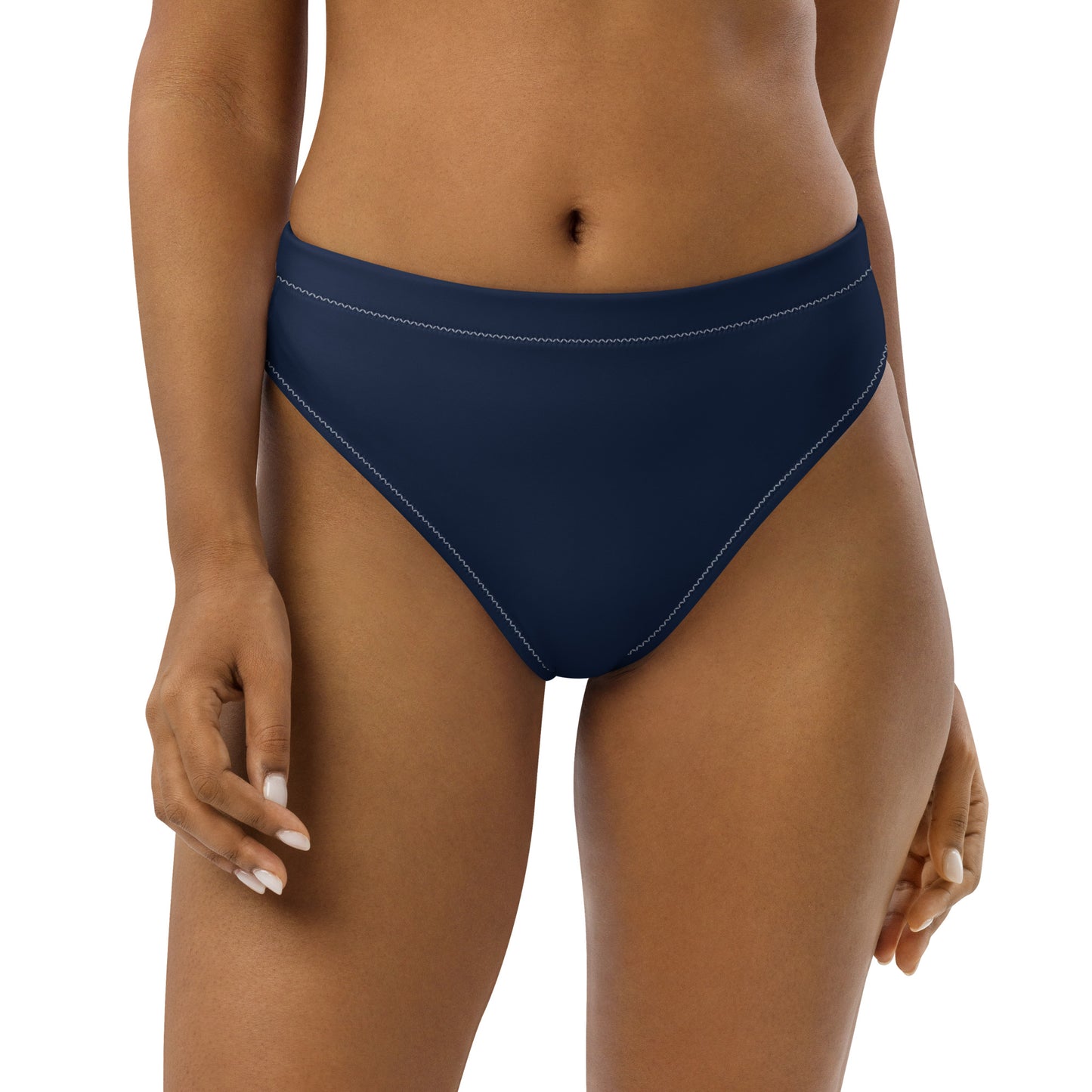 Oceanic Elegance: Gills and Water Navy high-waisted bikini bottom