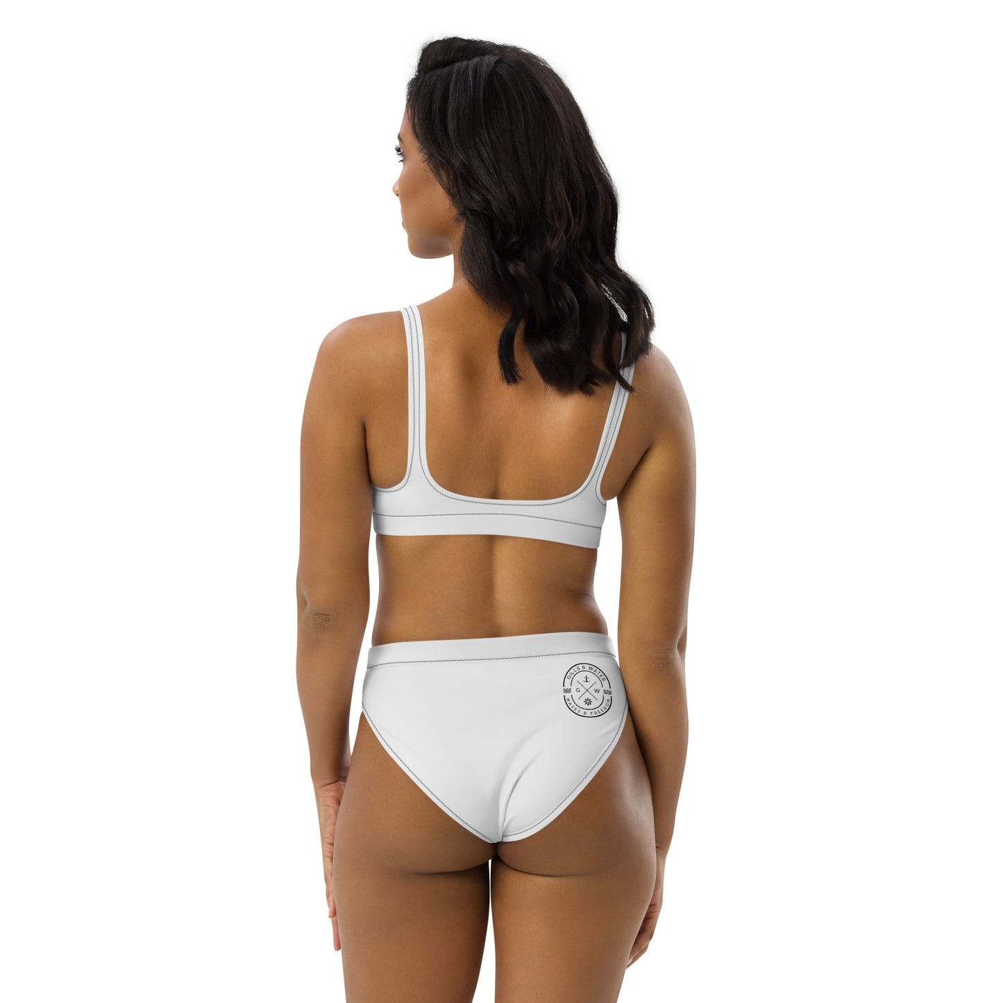 Oceanic Elegance: Gills and Water White High-Waisted Bikini